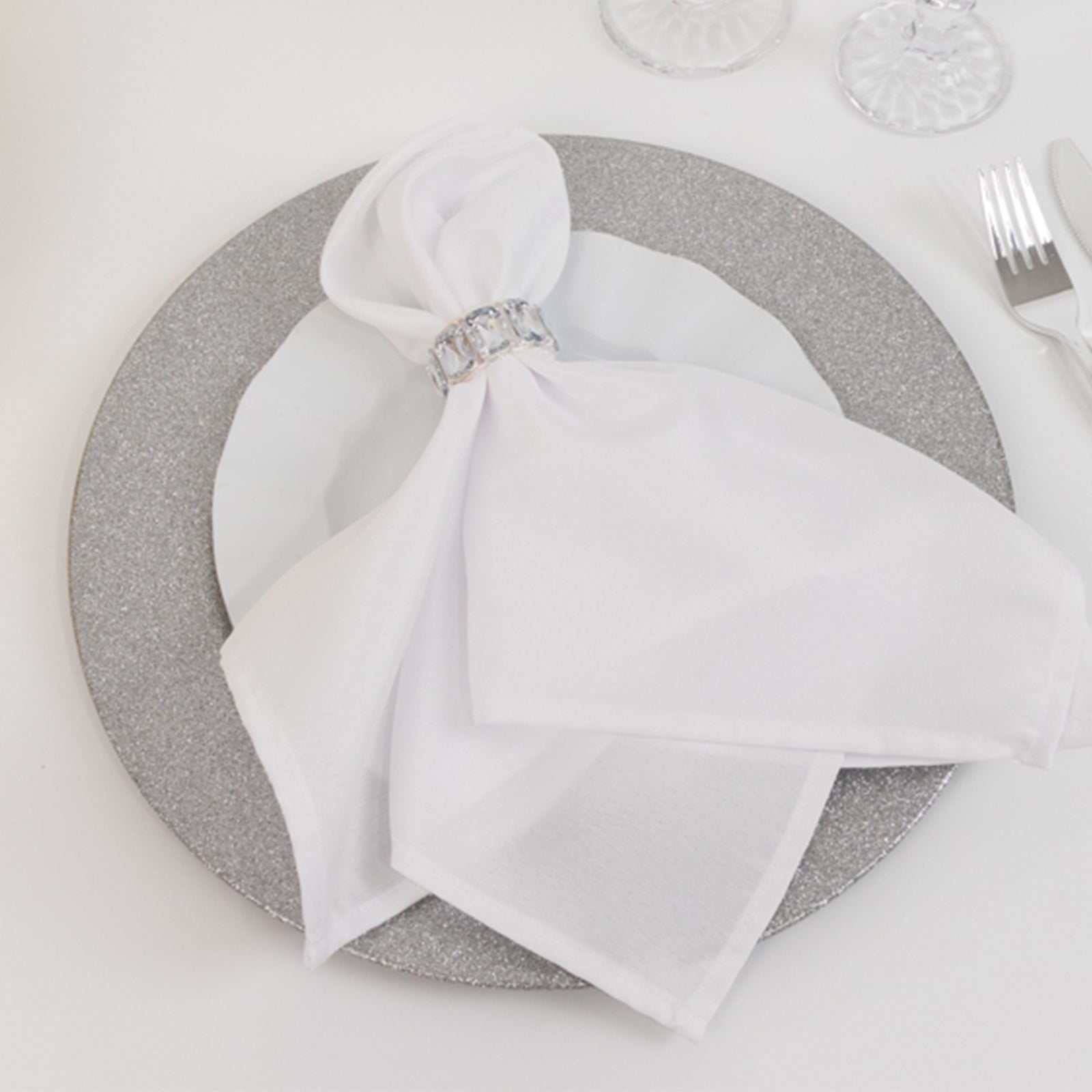 6-Pack Acrylic Plastic Round Charger Plates 13" in Silver with Dust Free Glitter Finish, Decorative Dinner Party Charger Tableware