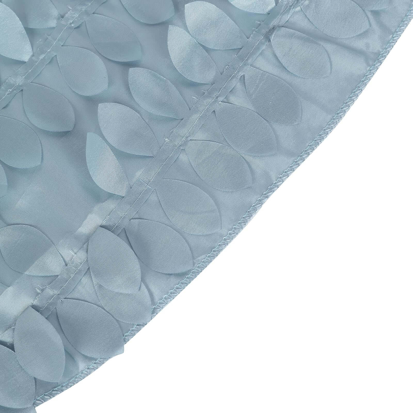 Taffeta 120" Round Tablecloth Dusty Blue | 3D Leaf Petal Design Seamless Table Cover