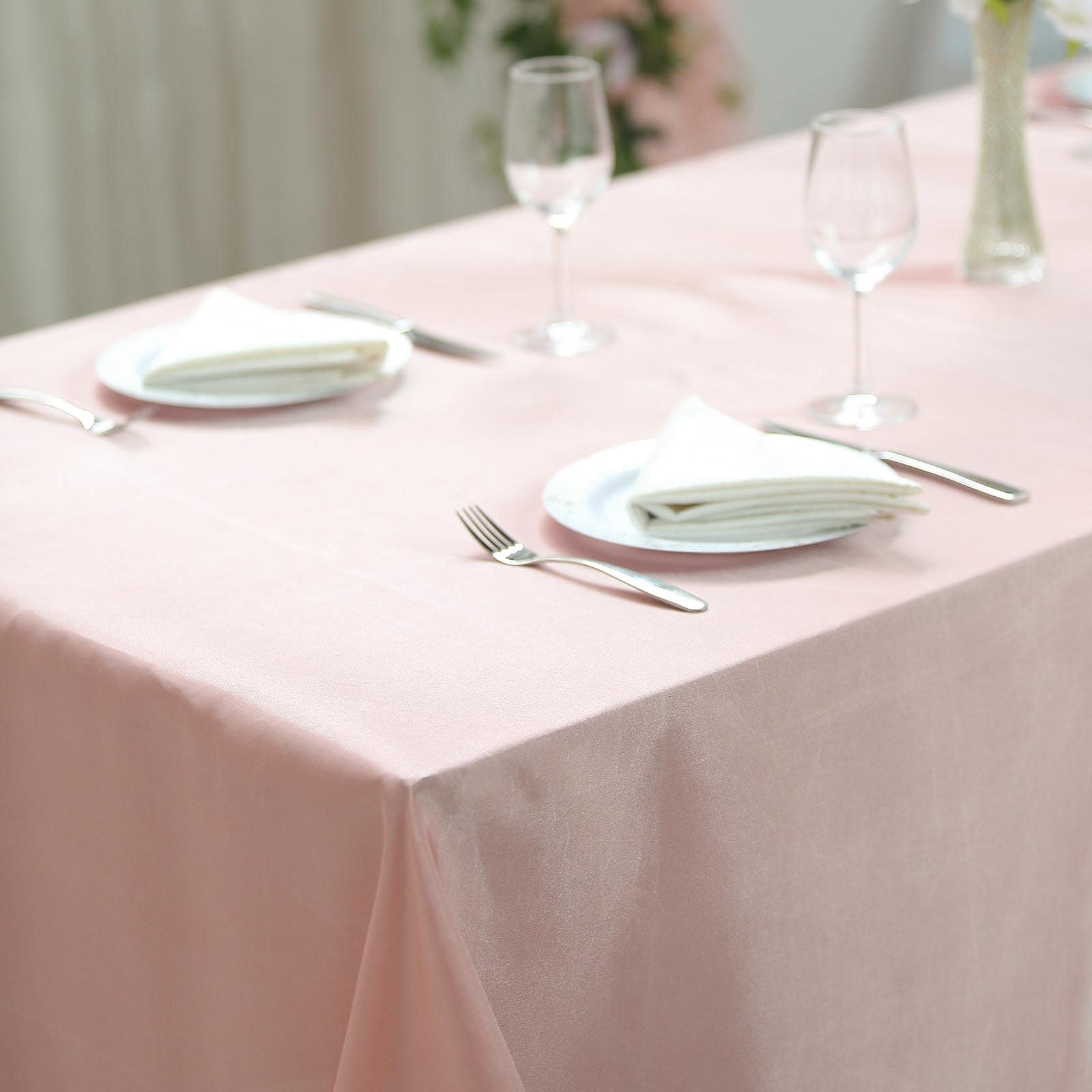 Satin Rectangular 90"x132" Tablecloth Dusty Rose Satin - Seamless Table Cover