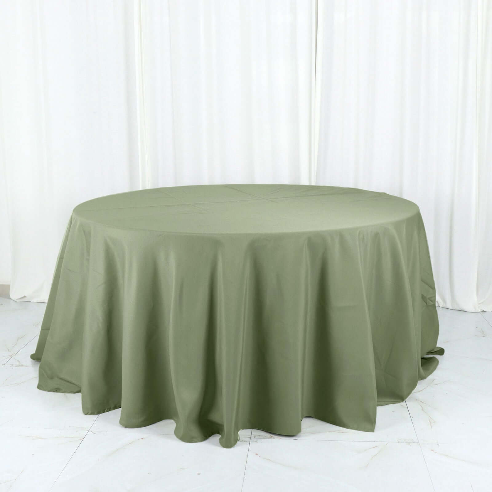 Polyester 132" Round Tablecloth Dusty Sage Green - Seamless Chic Table Cover