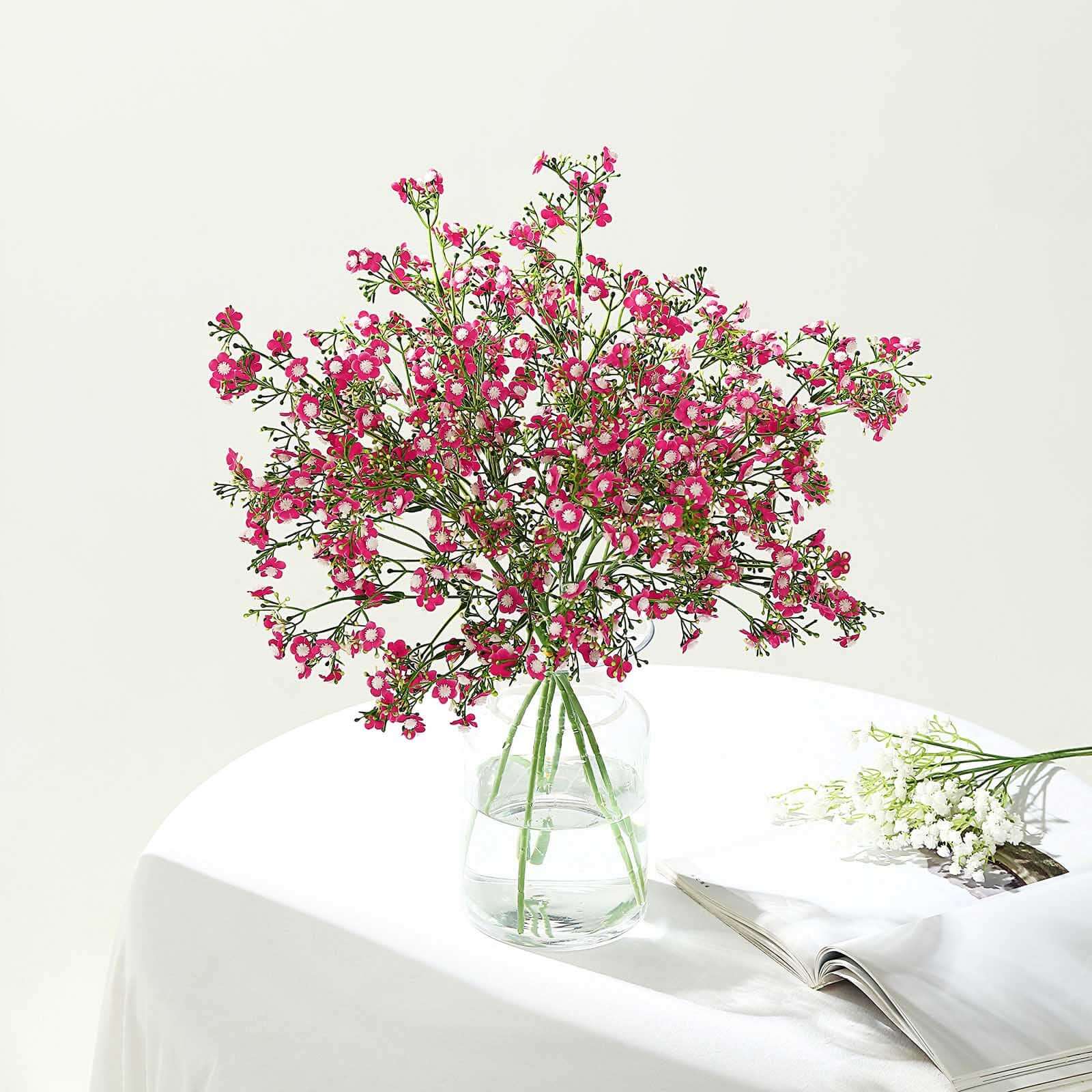 4 Stems 27" Fuchsia Artificial Silk Babys Breath Gypsophila Flowers
