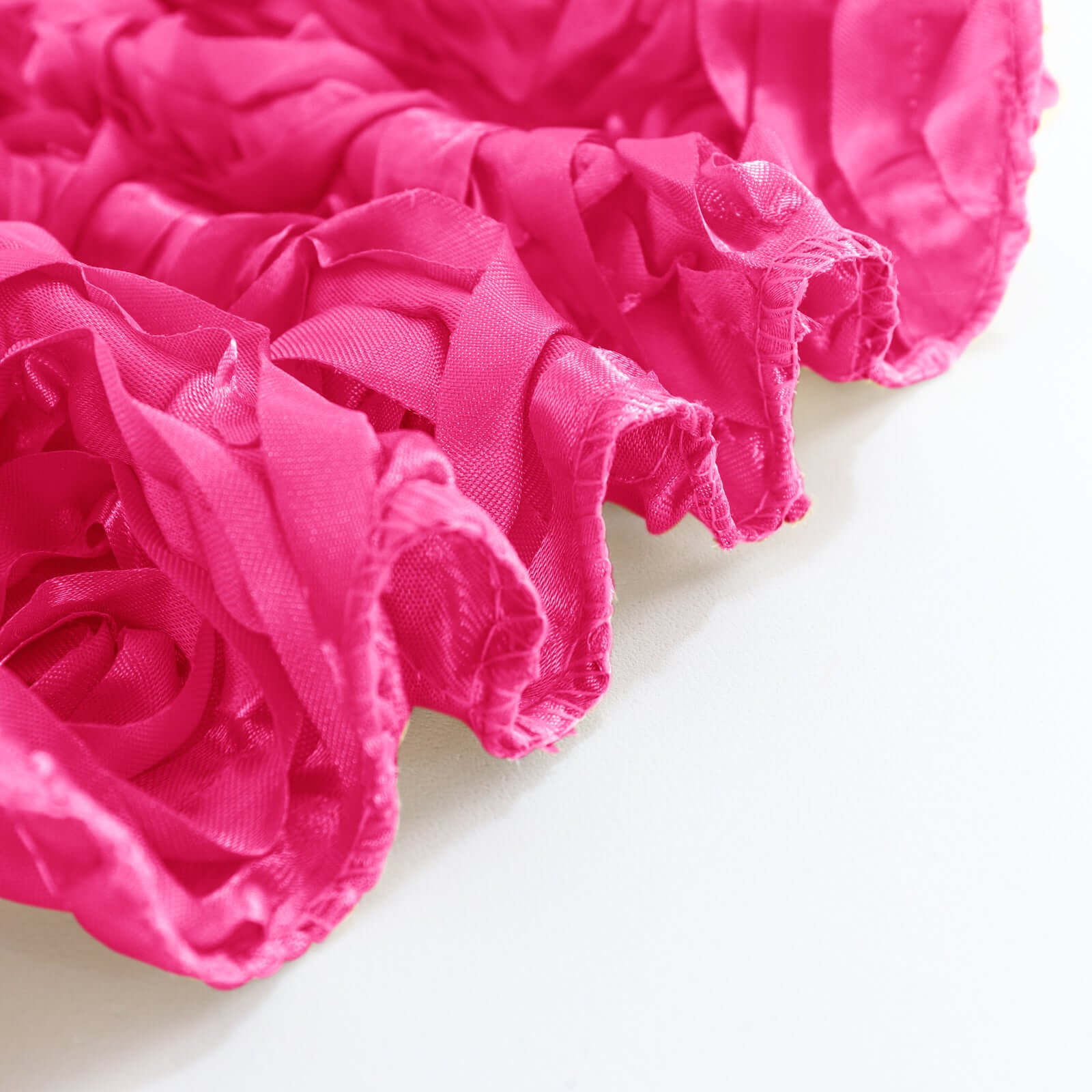 Satin 90"x132" Rectangle Tablecloth Fuchsia - Grandiose 3D Rosette Seamless Table Cover