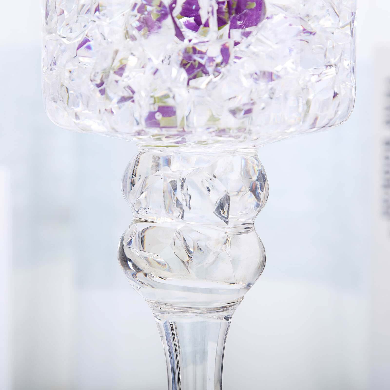 Set of 3 Glass Cylinder Vases Long Stem Clear - Decorative Candle Holder Floral Centerpieces 12", 14", 16"