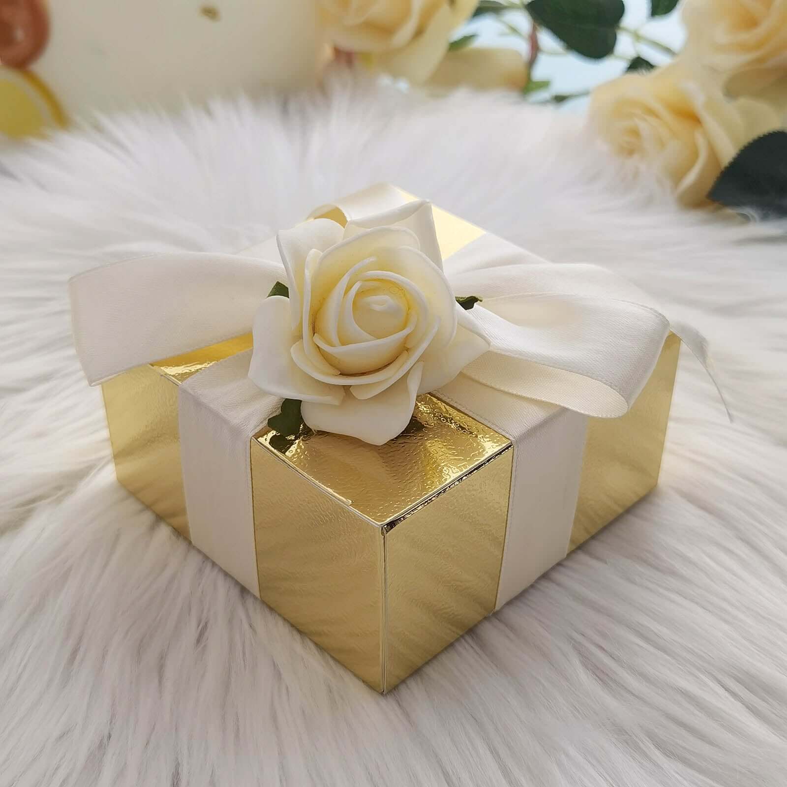 100 Pack 4"x4"x2" Gold Cake Cupcake Party Favor Gift Boxes, DIY