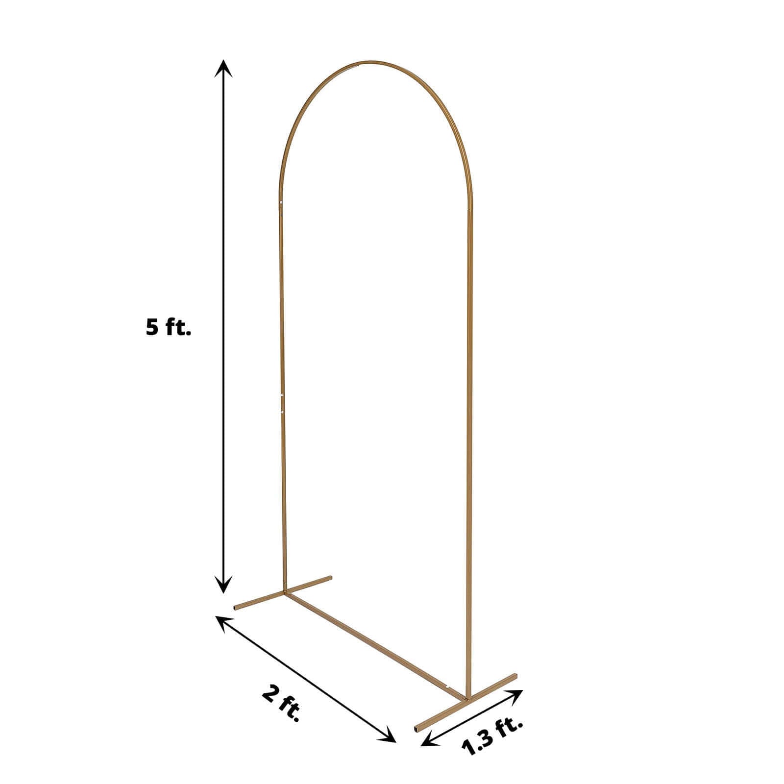 5ft Gold Metal Wedding Arch Chiara Backdrop Stand Floral Display Frame With Round Top