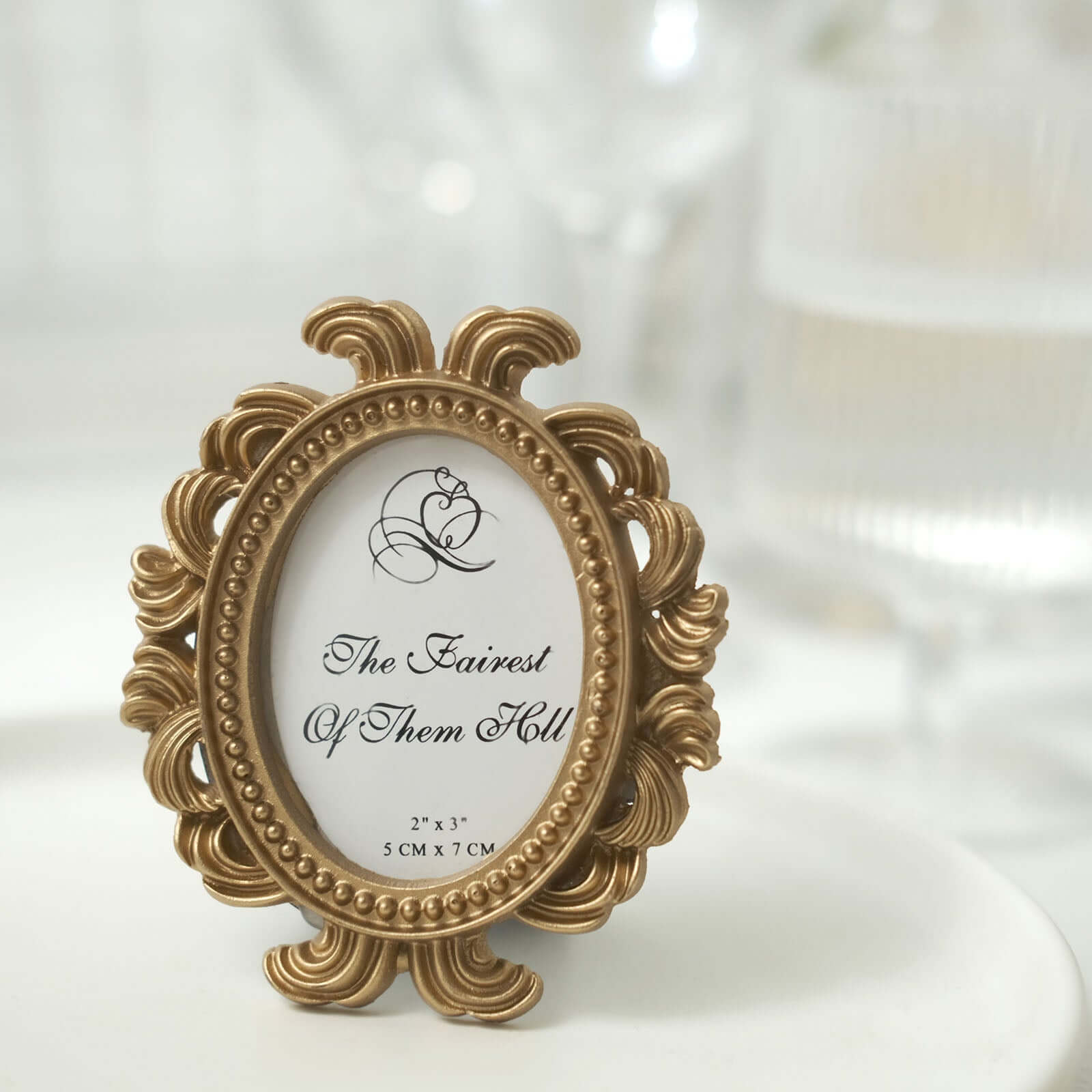 4-Pack Picture Frames Gold Resin Decorative Baroque Oval Design - Beaded Place Card Holders & Party Favors 4"