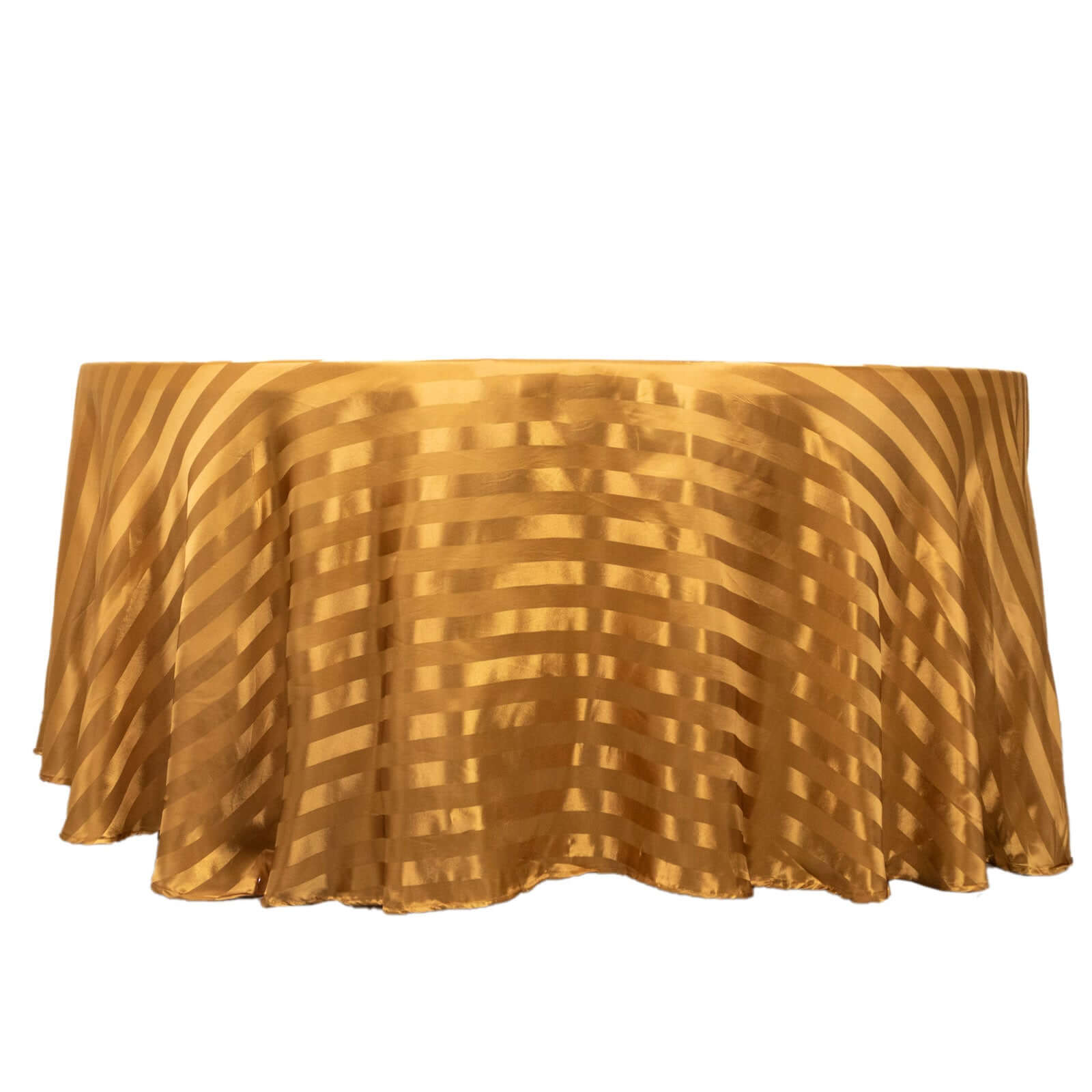 Satin Striped 120" Round Tablecloth Gold Satin Stripe - Silky Smooth Seamless Wedding Decor