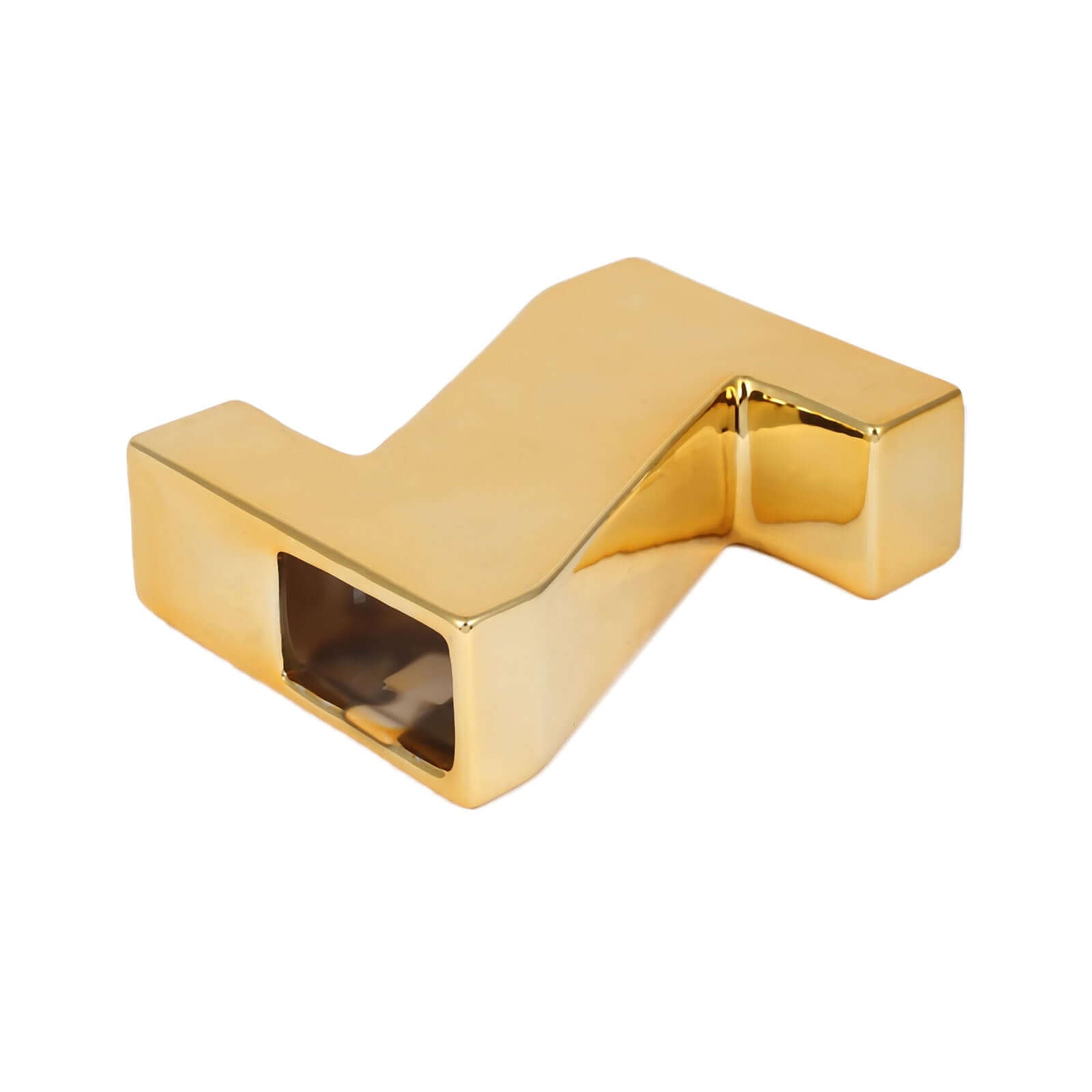 Shiny Ceramic Vase Letter "Z" Gold Plated - Chic Bud Planter Pot for Events & Decor 6"