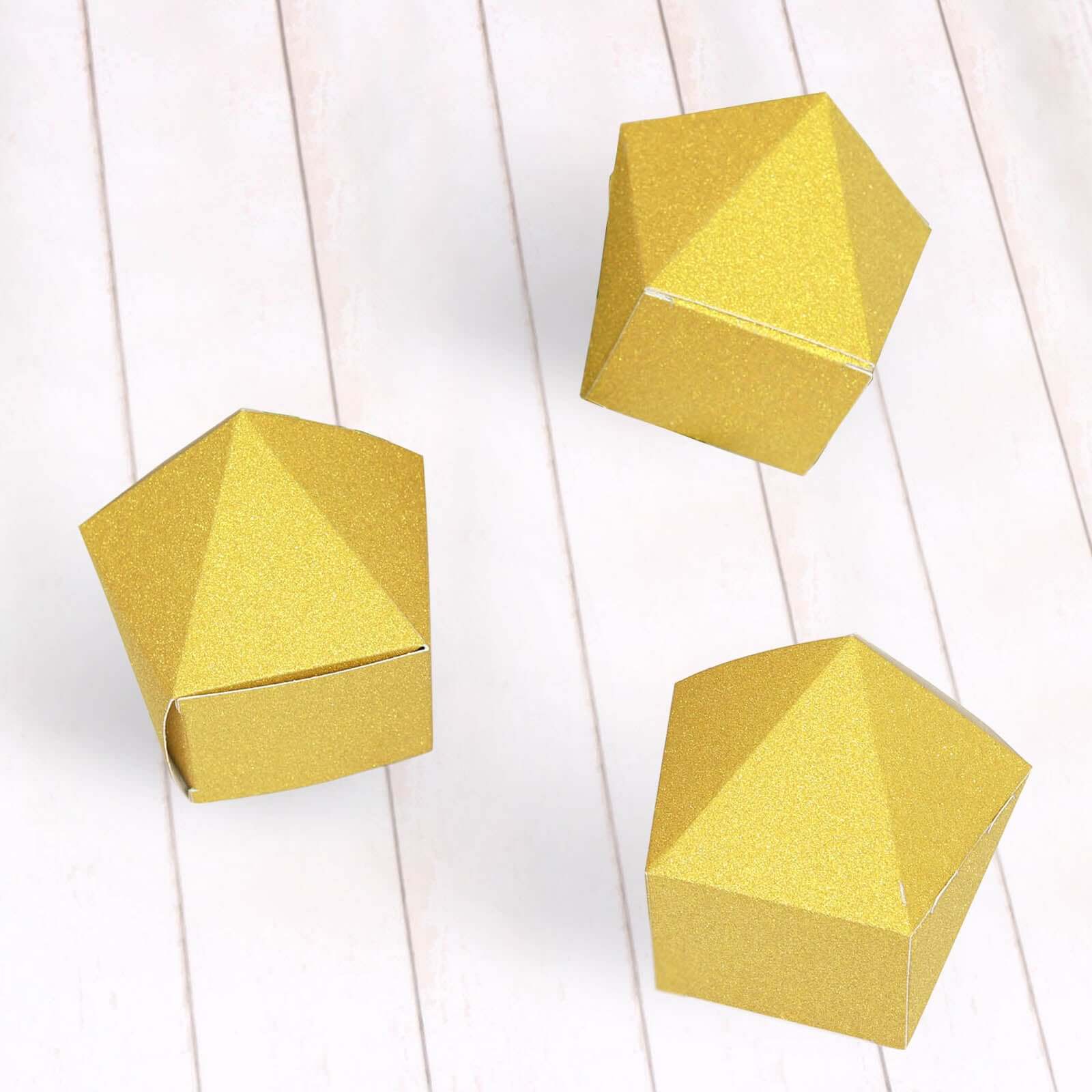 25 Pack 3"x4" DIY Gold Glittered Geometric Wedding Favor Gift Box