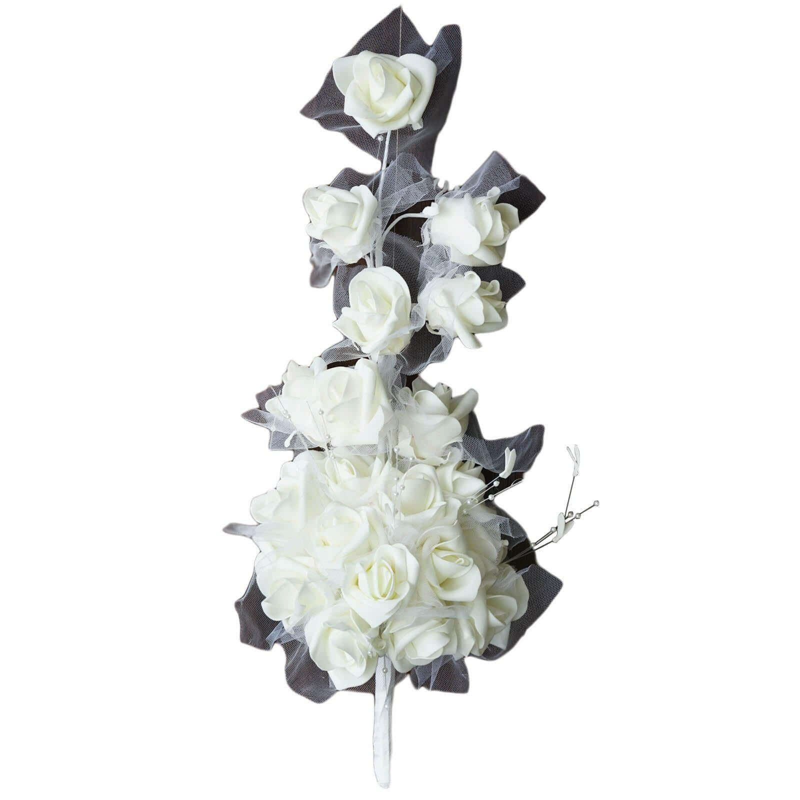24 Pcs Bouquet Cream Artificial Handcrafted Foam Rose Flowers