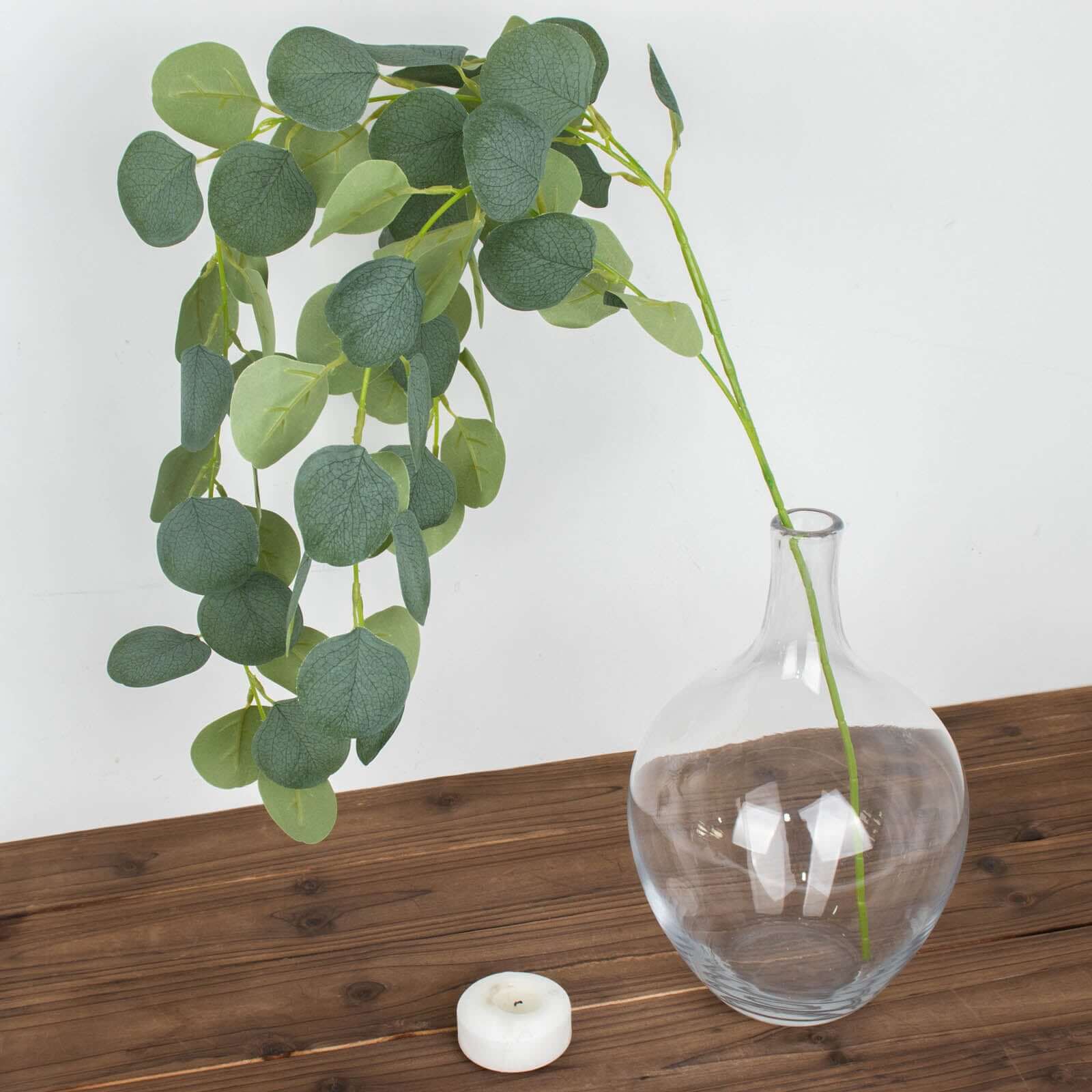 3 Pack 41" Green Real Touch Hanging Silk Silver Dollar Leaf Plant Stems, Artificial Indoor Eucalyptus Sprays