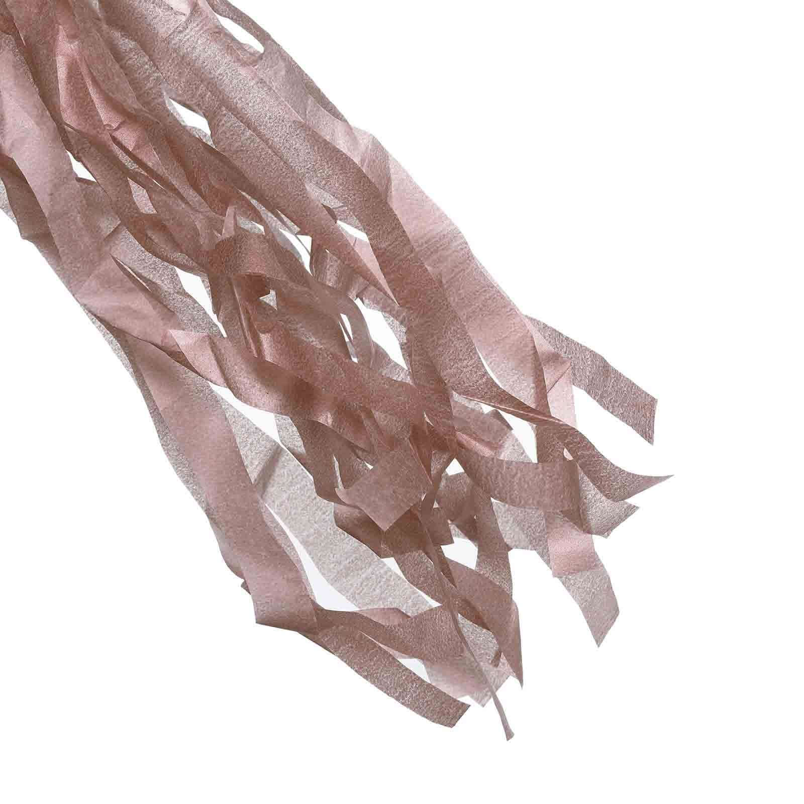 12 Pack Pre-Tied Rose Gold Paper Fringe Tassels With Garland String, Hanging Streamer Banner