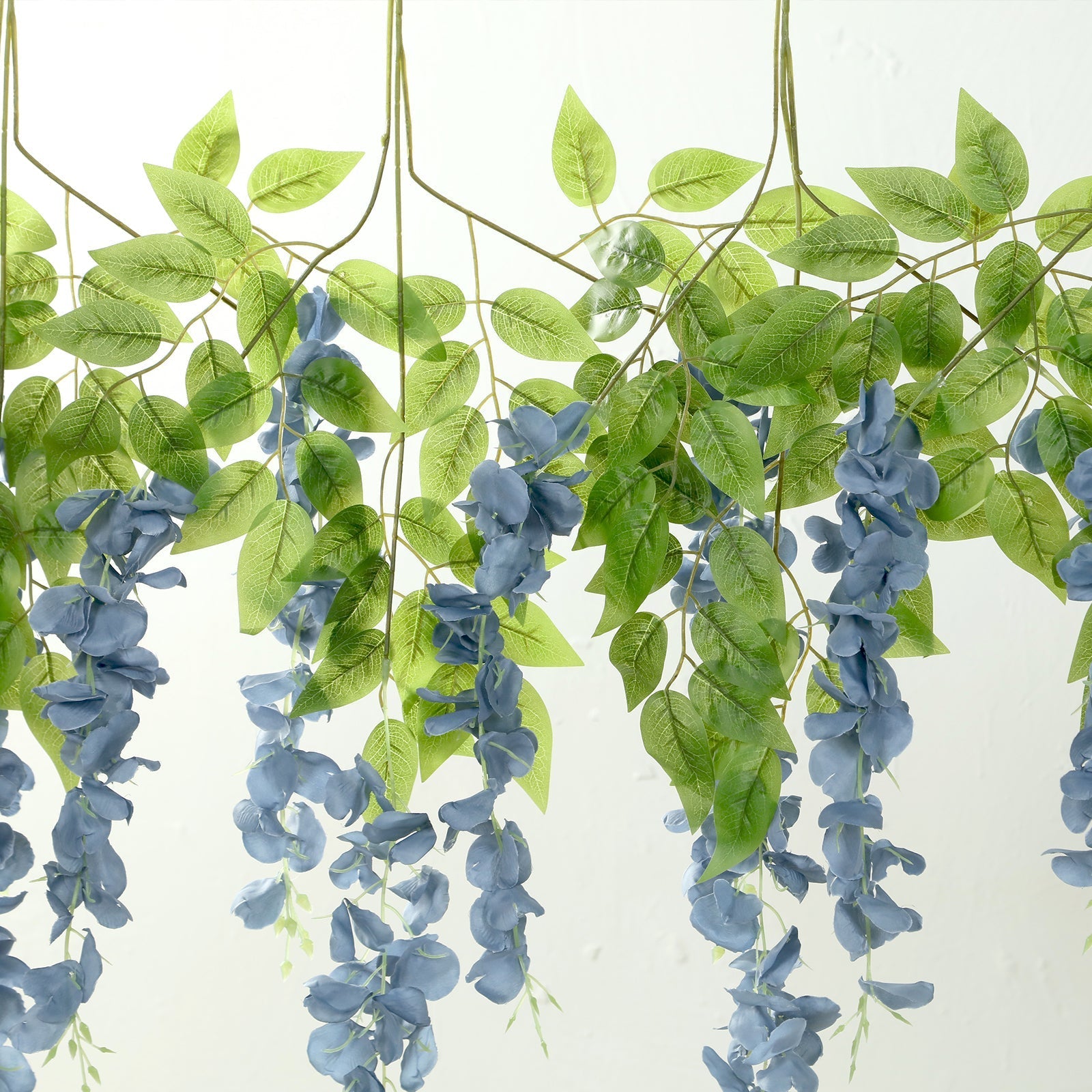5 Pack 44" Silk Hanging Wisteria Flower Garland Vines in Dusty Blue, Elaborated 3 Full Strands in 1 Bush