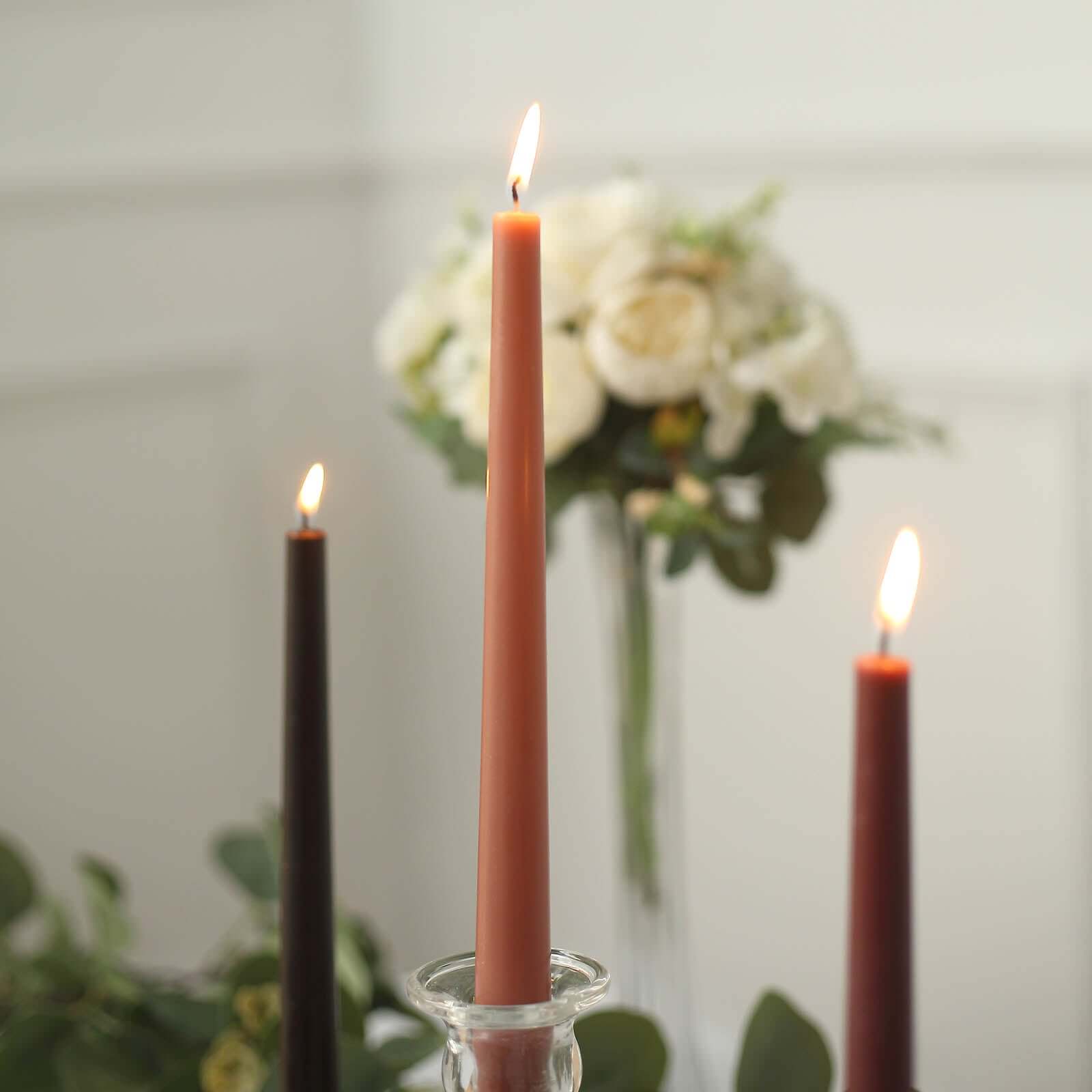 12-Pack Taper Candles Premium Wax Design Mixed Natural - Unscented Candles for Sophisticated Decor 10"