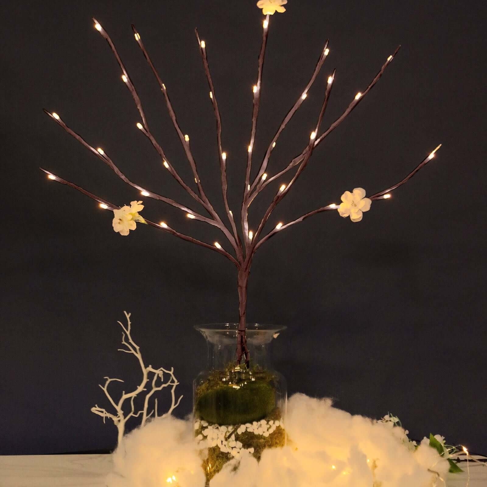 3-Pack LED Twig Lights Brown Tree Design - Artificial Warm White Lighted Branches with 60 Bulbs 28.5"