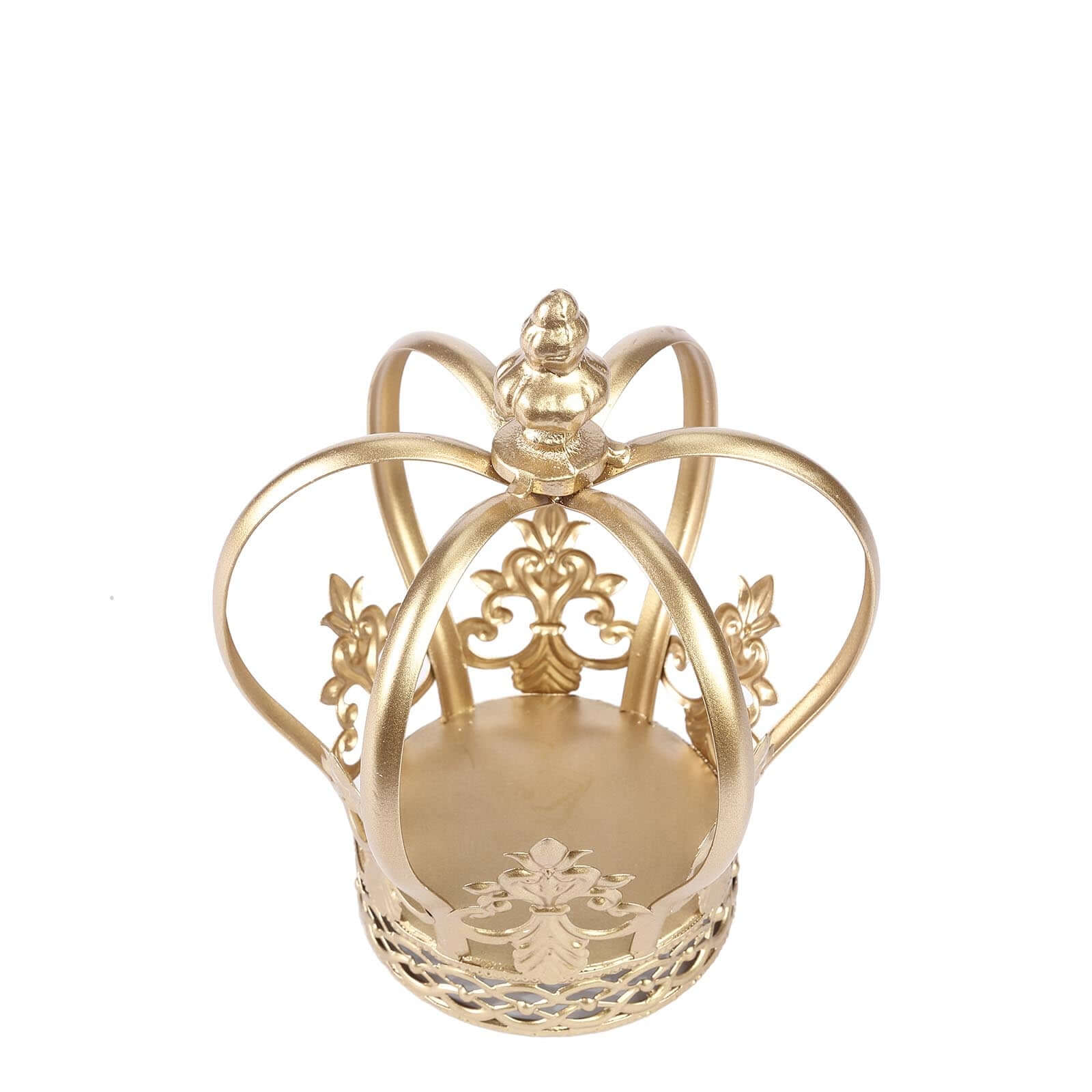 Metal Royal Crown Cake Topper Gold - Stunning Cake Centerpiece Decoration with Intricate Fleur-De-Lis Sides for Glamorous Events & Special Occasions 8"