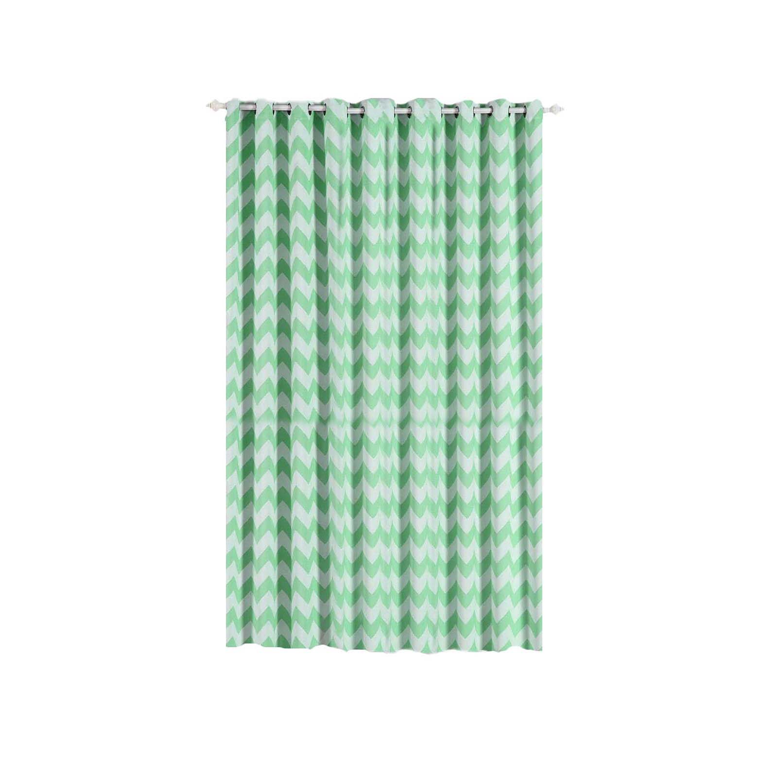 2 Pack White Mint Chevron Print Blackout Window Curtain Grommet Panels, Noise Canceling Curtains - 52"x108"
