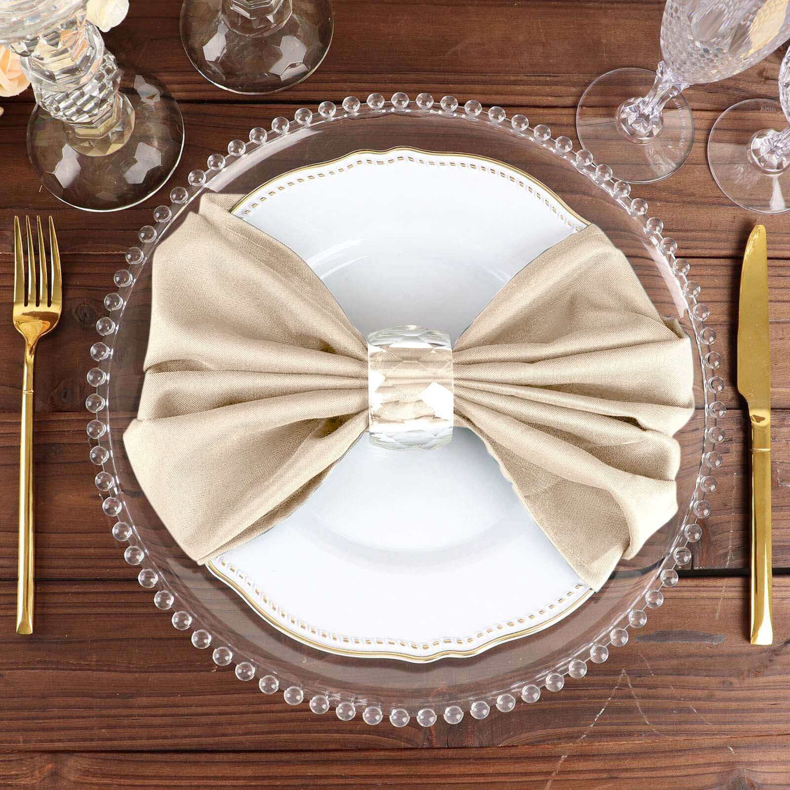5 Pack Polyester 20"x20" Napkins Nude - Wrinkle Resistant & Easy Care Cloth Napkins