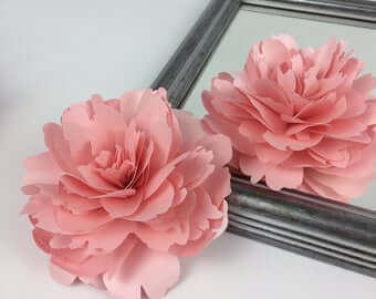 Set of 6 Mint Apple Green Peony 3D Paper Flowers Wall Decor - 7",9",11"