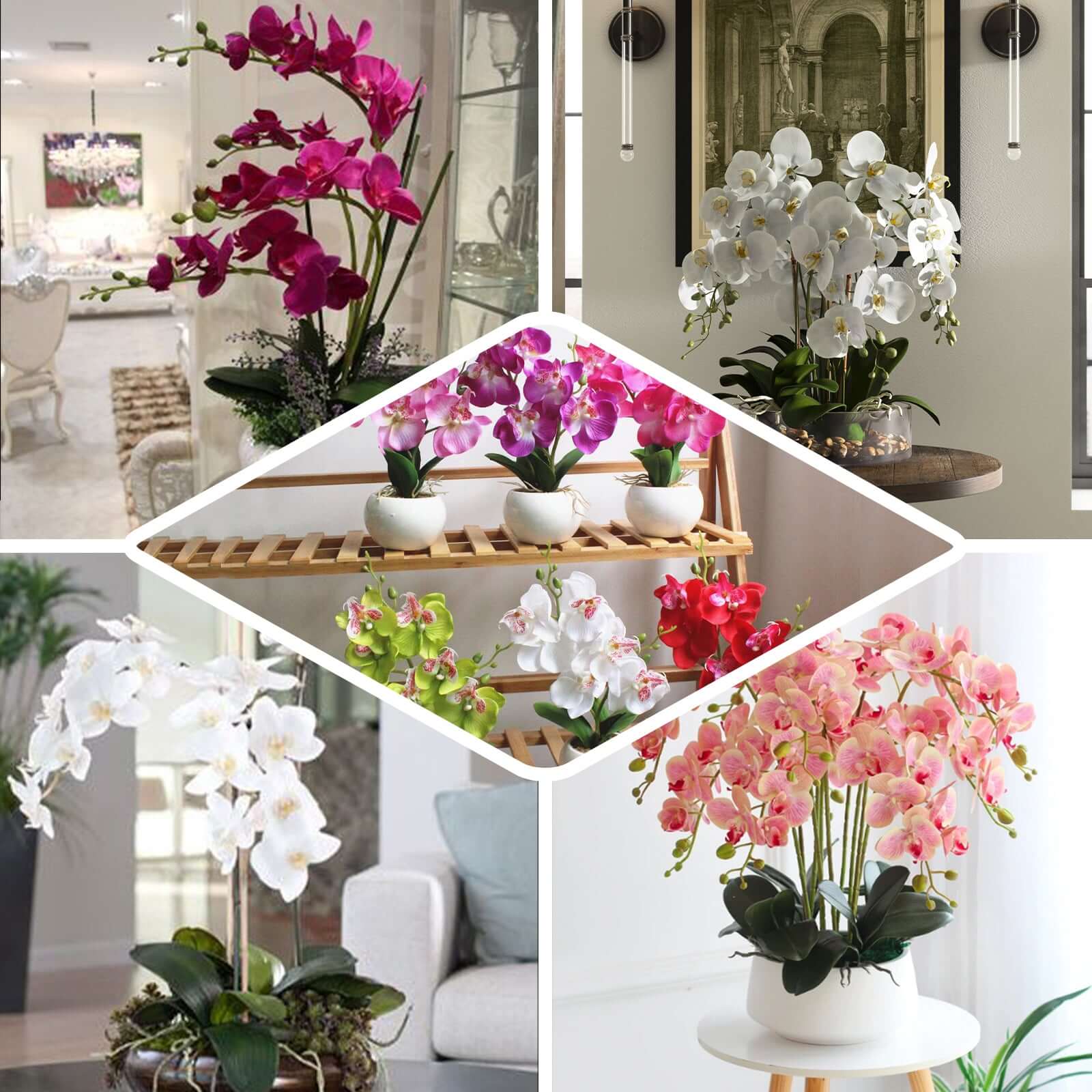 2 Stems 40" Tall Pink Artificial Silk Orchid Flower Bouquets