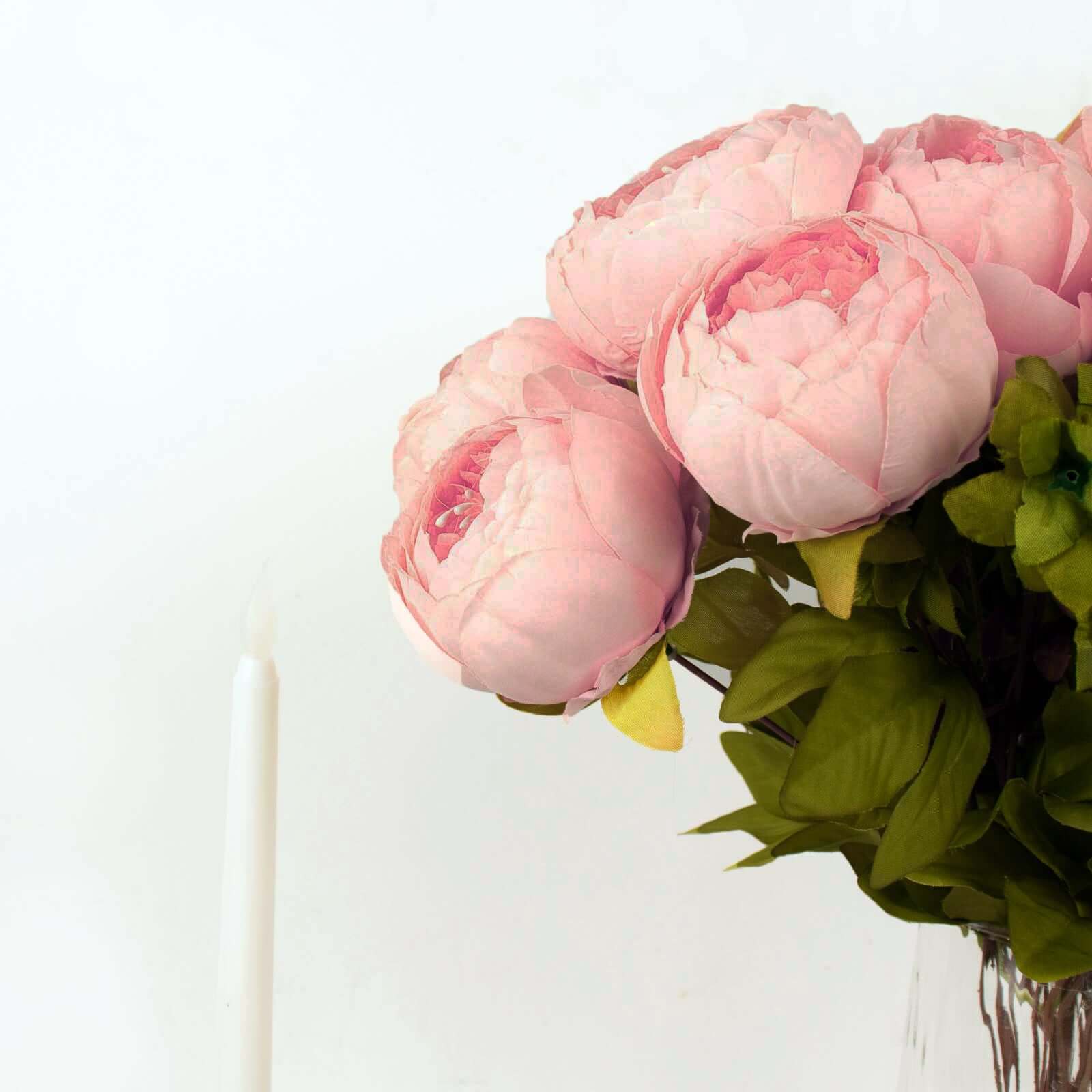 2 Pack 19" Pink Artificial Peony Flower Wedding Bouquets, Faux Silk Flower Arrangements
