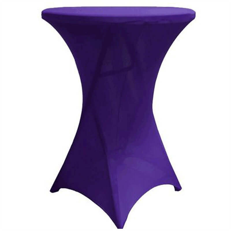 Spandex 24"-32" Round Cocktail Table Cover Purple - Easy to Maintain Stretch Fitted Highboy Tablecloth