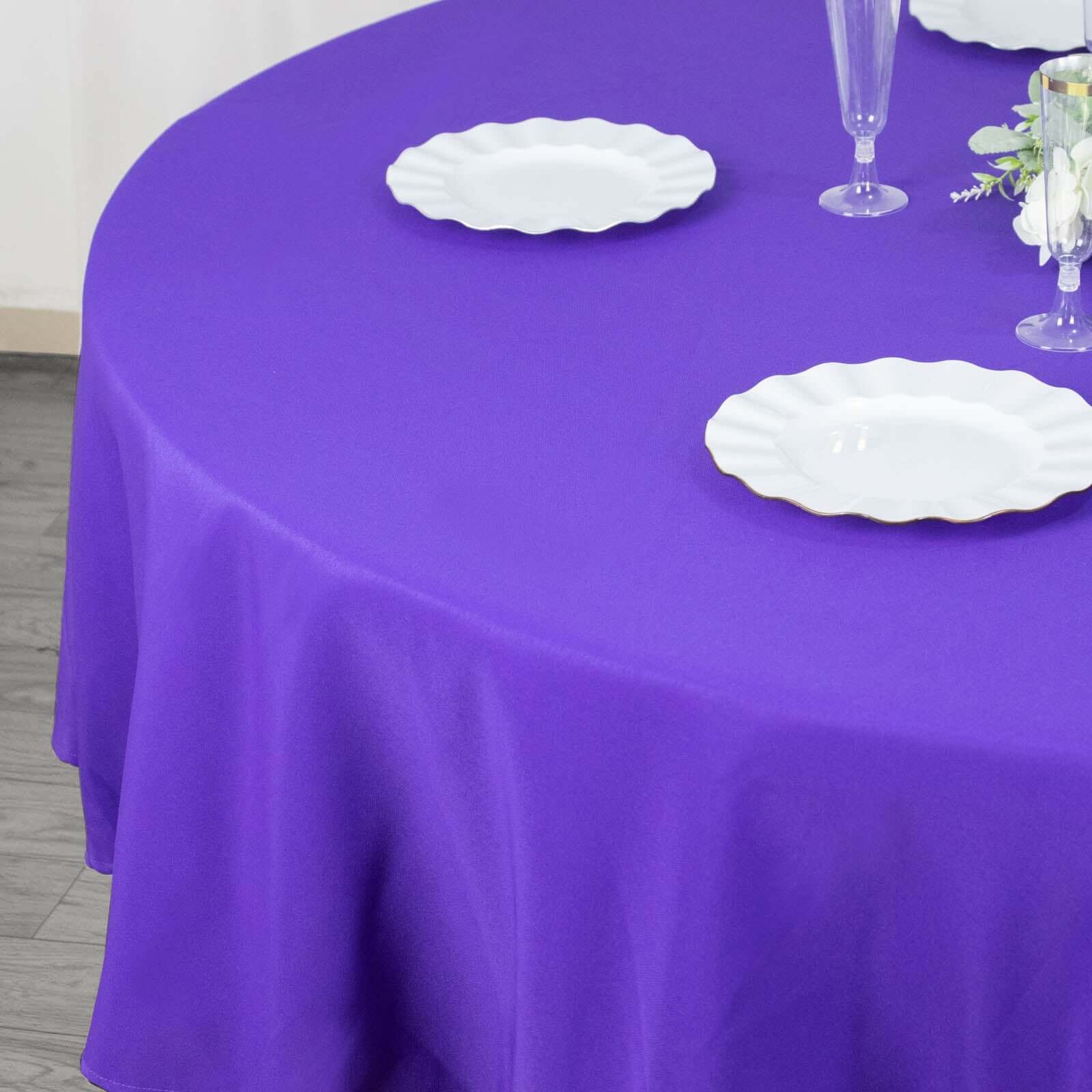 Premium Polyester 90" Round Tablecloth Purple - Stain and Wrinkle-Resistant Design with 220GSM Thickness Table Cover