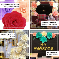 4 Pack 16" Large Red Real Touch Artificial Foam DIY Craft Roses