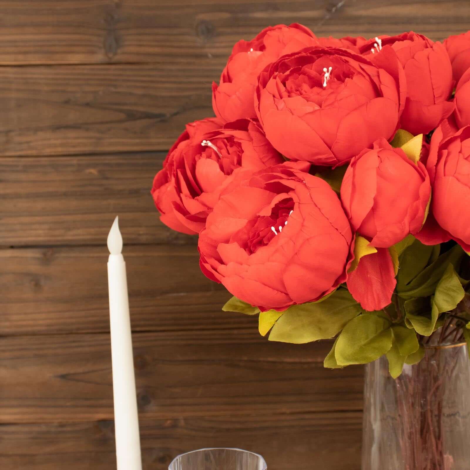 2 Pack 19" Red Artificial Peony Flower Wedding Bouquets, Faux Silk Flower Arrangements
