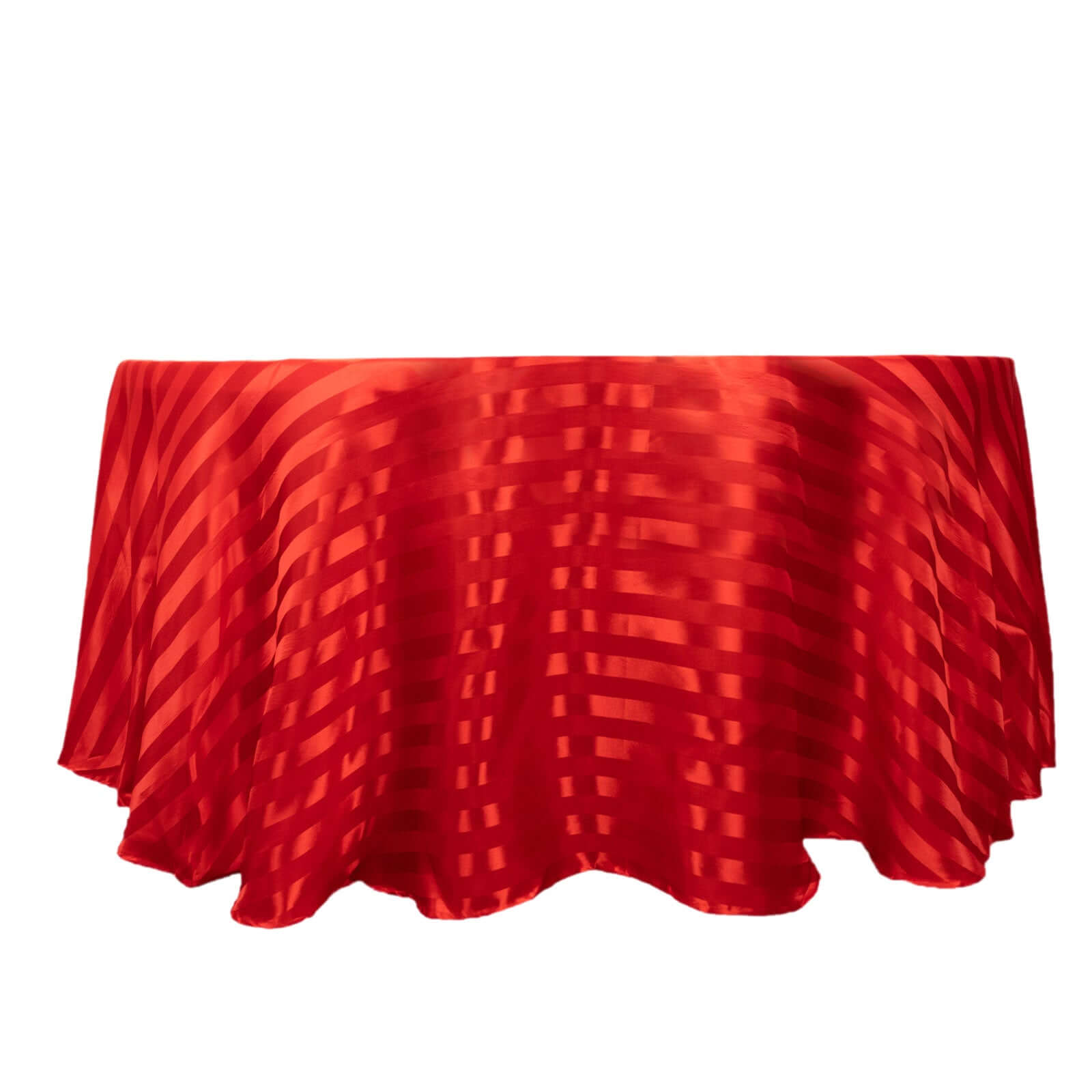 Satin Striped 120" Round Tablecloth Red Satin Stripe - Silky Smooth Seamless Table Cover