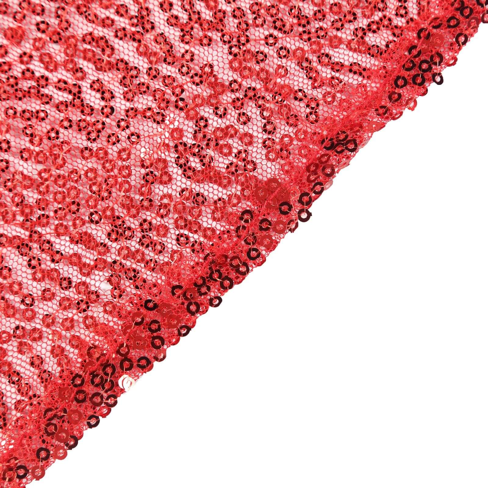 Sequin 132" Round Tablecloth Red - Seamless Dazzling Table Cover
