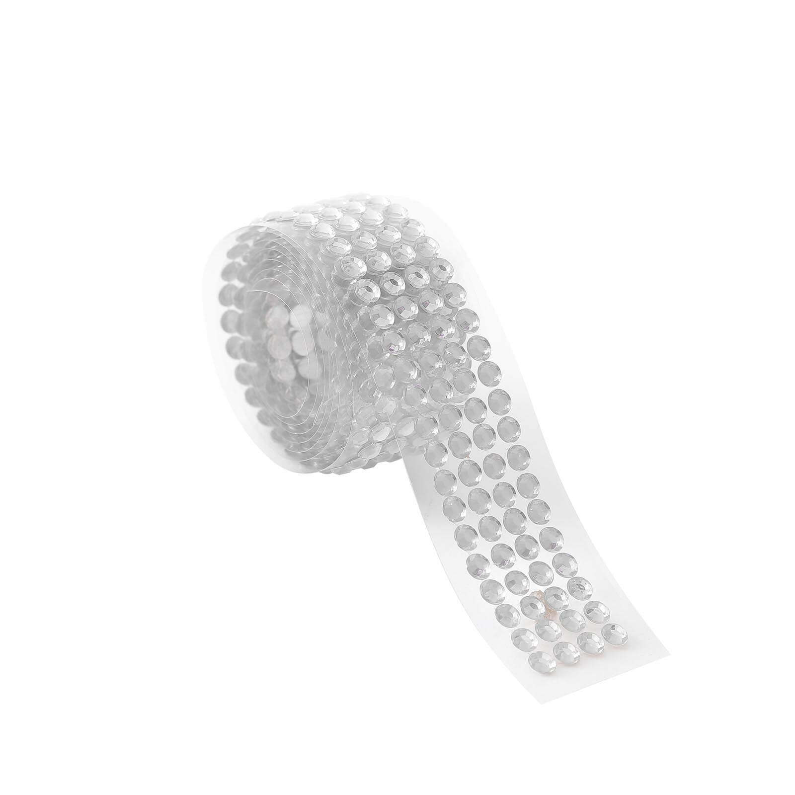 3ft Silver Stick-On Rhinestone Tape, DIY Self Adhesive Diamond Gemstone Stickers