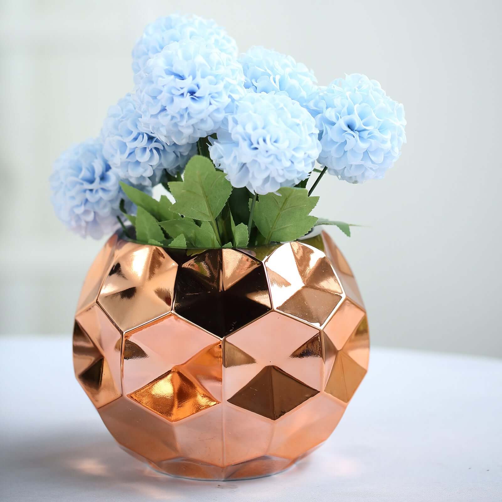 2-Pack Mercury Glass Vases Honeycomb Design Rose Gold - Stylish Geometric Wedding Centerpieces 6"
