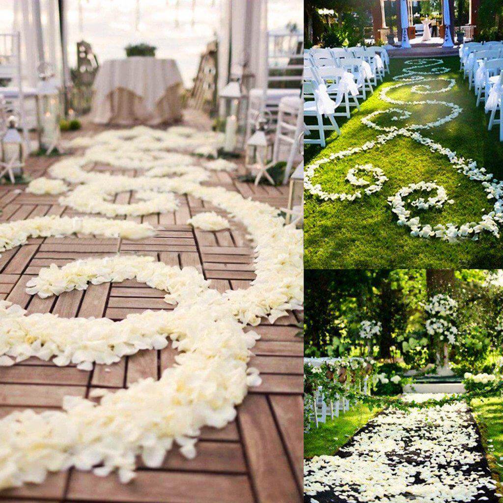 500-Pack Rose Petals Round Design White Silk Confetti - Decorative Scatters for Tables and Floors