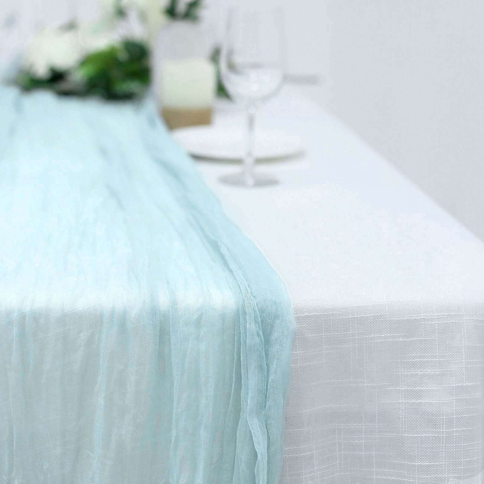 Gauze Cheesecloth 10ft Table Runner Light Blue - Rustic Boho Style