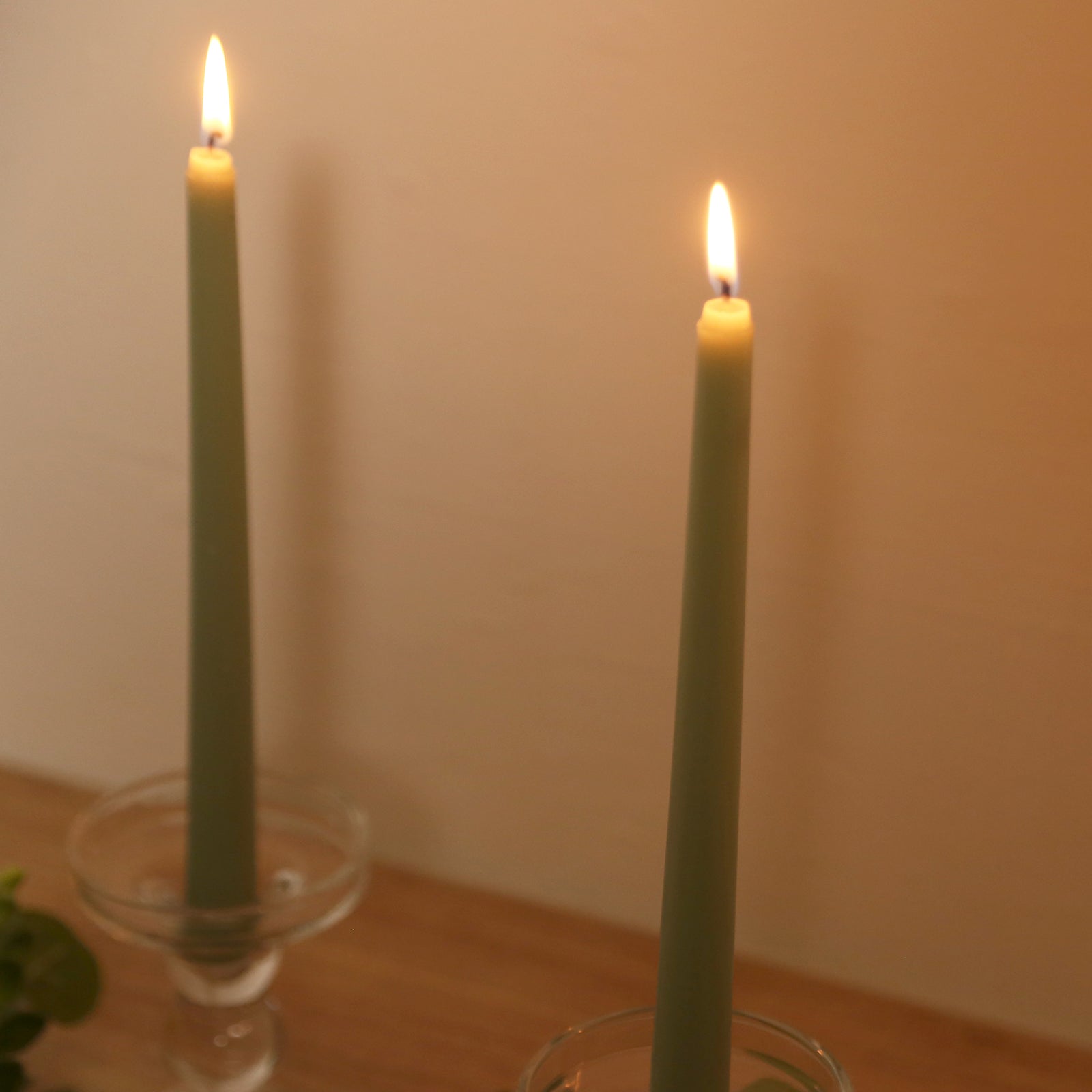 12-Pack Taper Candles Premium Wax Design Sage Green - Unscented Candles for Upscale Settings 10"