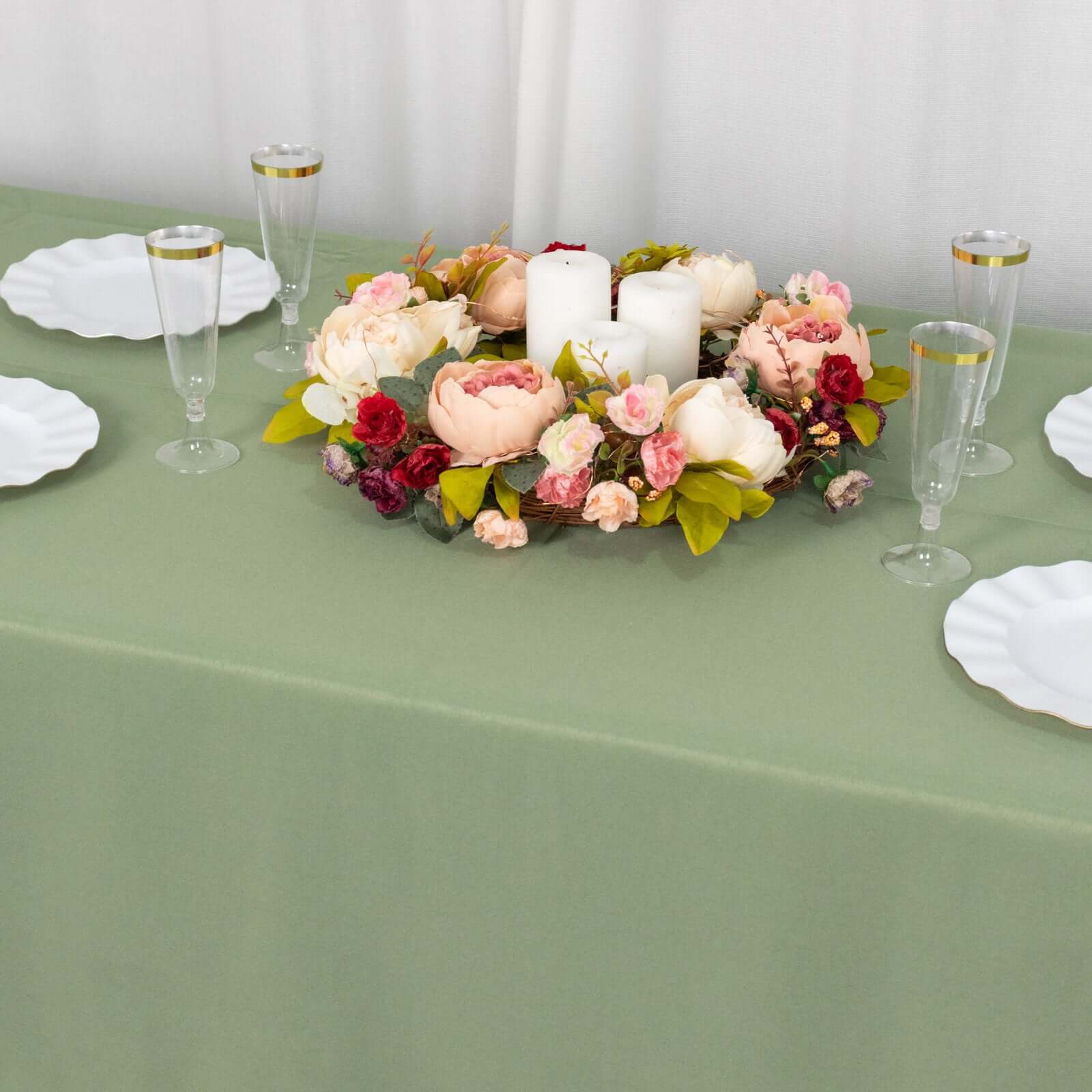 Premium Polyester 60"x102" Rectangle Tablecloth Dusty Sage Green - Durable 220GSM Wrinkle-Resistant Table Cover