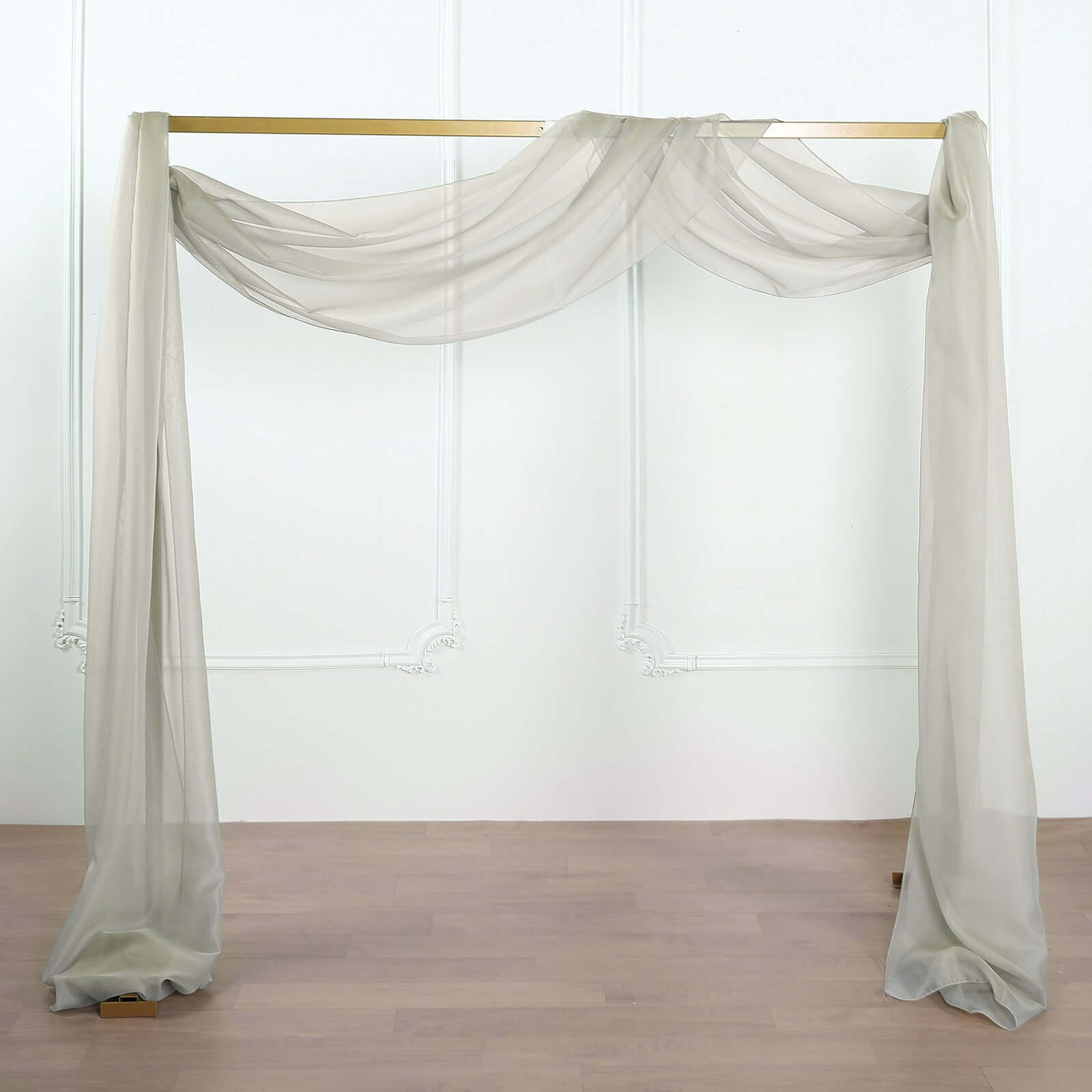 18ft Silver Sheer Organza Wedding Arch Drapery Fabric, Window Scarf Valance