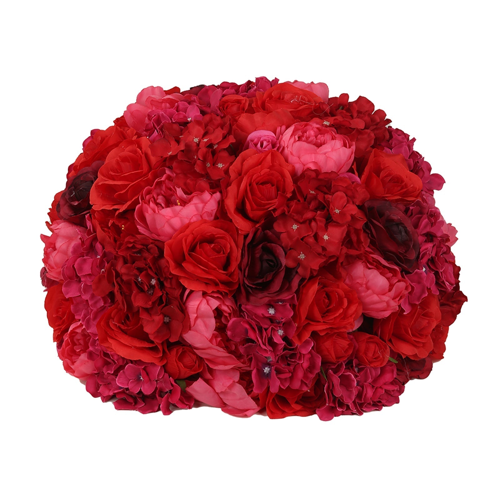 Pre-Arranged Silk Rose Bouquet Floral Arrangement Table Decor, Large Red Artificial Rose Flower Balls Wedding Centerpieces - 20"