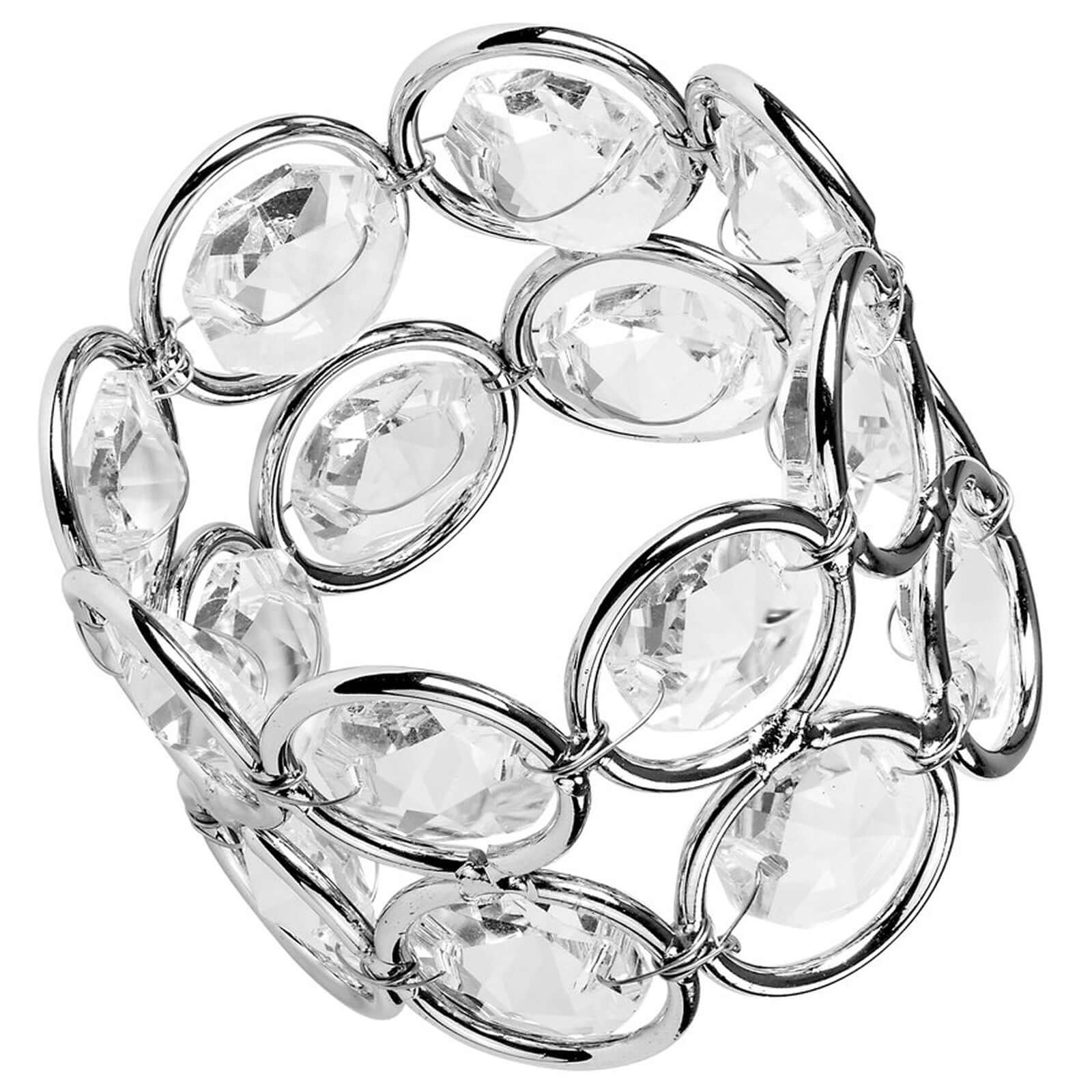 4 Pack Shiny Silver Acrylic Crystal Gem Beaded Napkin Rings
