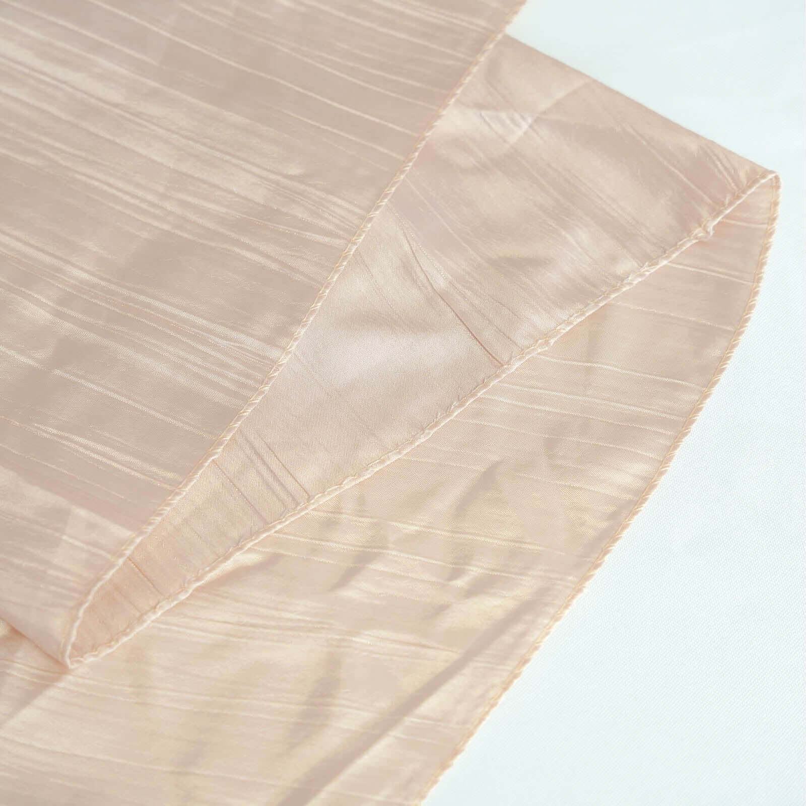Taffeta 90"x90" Table Overlay Square Tablecloth Beige - Accordion Crinkle Table Cover