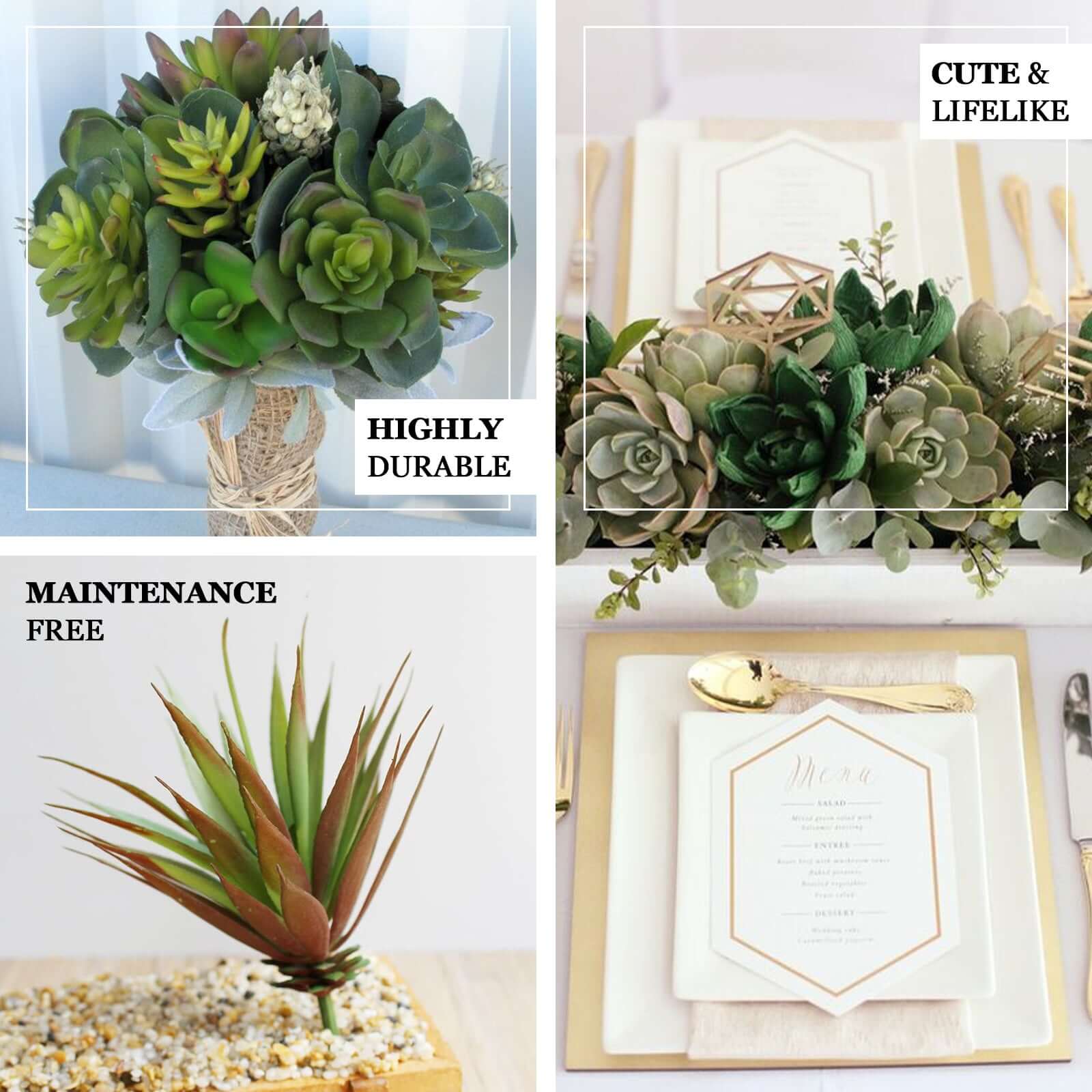 3 Pack 13" Assorted Artificial Yucca Aloe Vera Succulent Air Plants