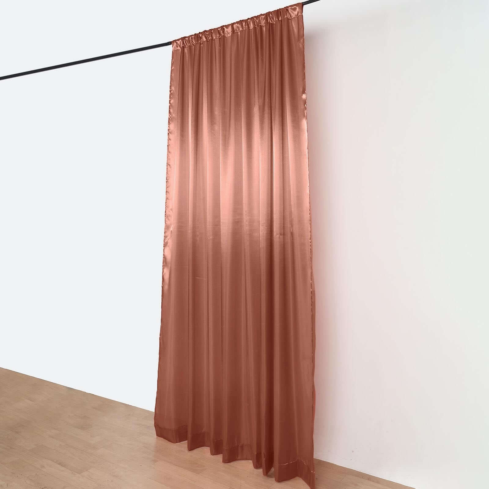 8ftx10ft Terracotta (Rust) Satin Event Curtain Drapes, Backdrop Event Panel
