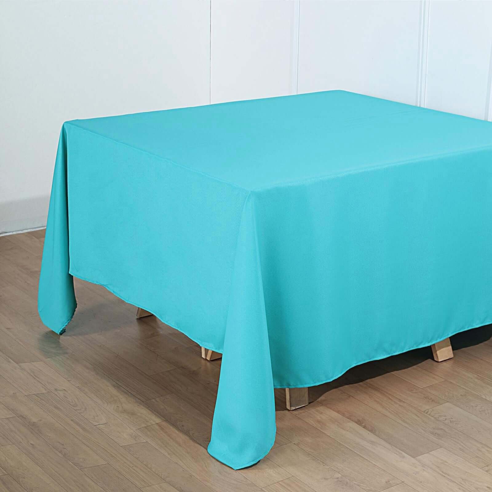 Polyester Square 90"x90" Tablecloth Turquoise - Wrinkle-Resistant & Durable Table Cover