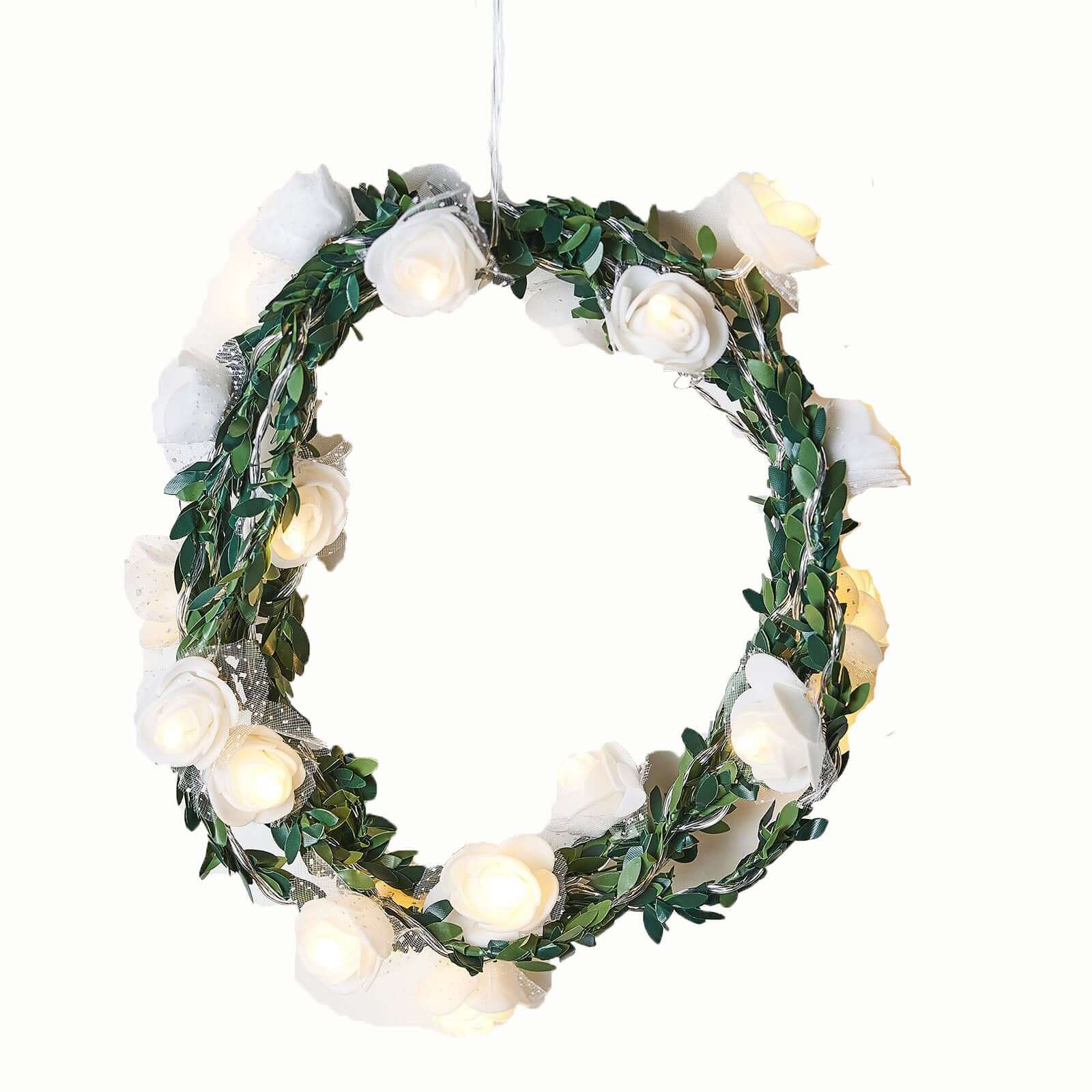 9ft Warm White 20 LED Artificial Rose Lace Flower Garland Vine Lights, Battery Operated String Lights