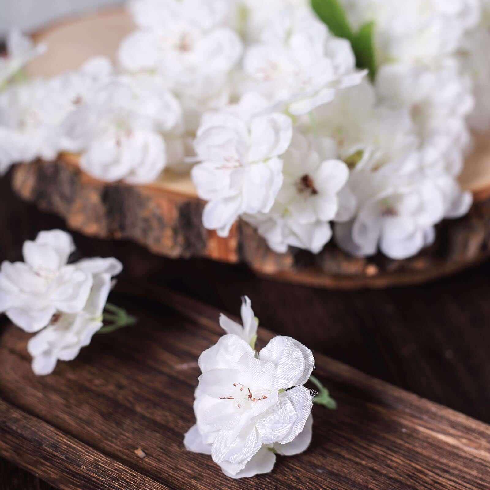 4 Bushes 40" Tall White Artificial Silk Cherry Blossom Flowers, Branches