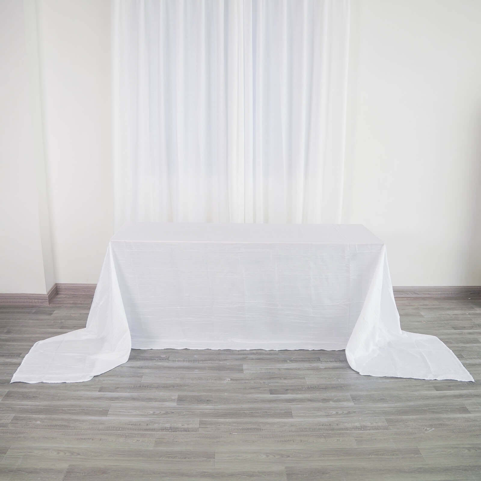 Taffeta 90"x156" Rectangle Tablecloth White - Seamless Accordion Crinkle Design for Stylish Celebrations