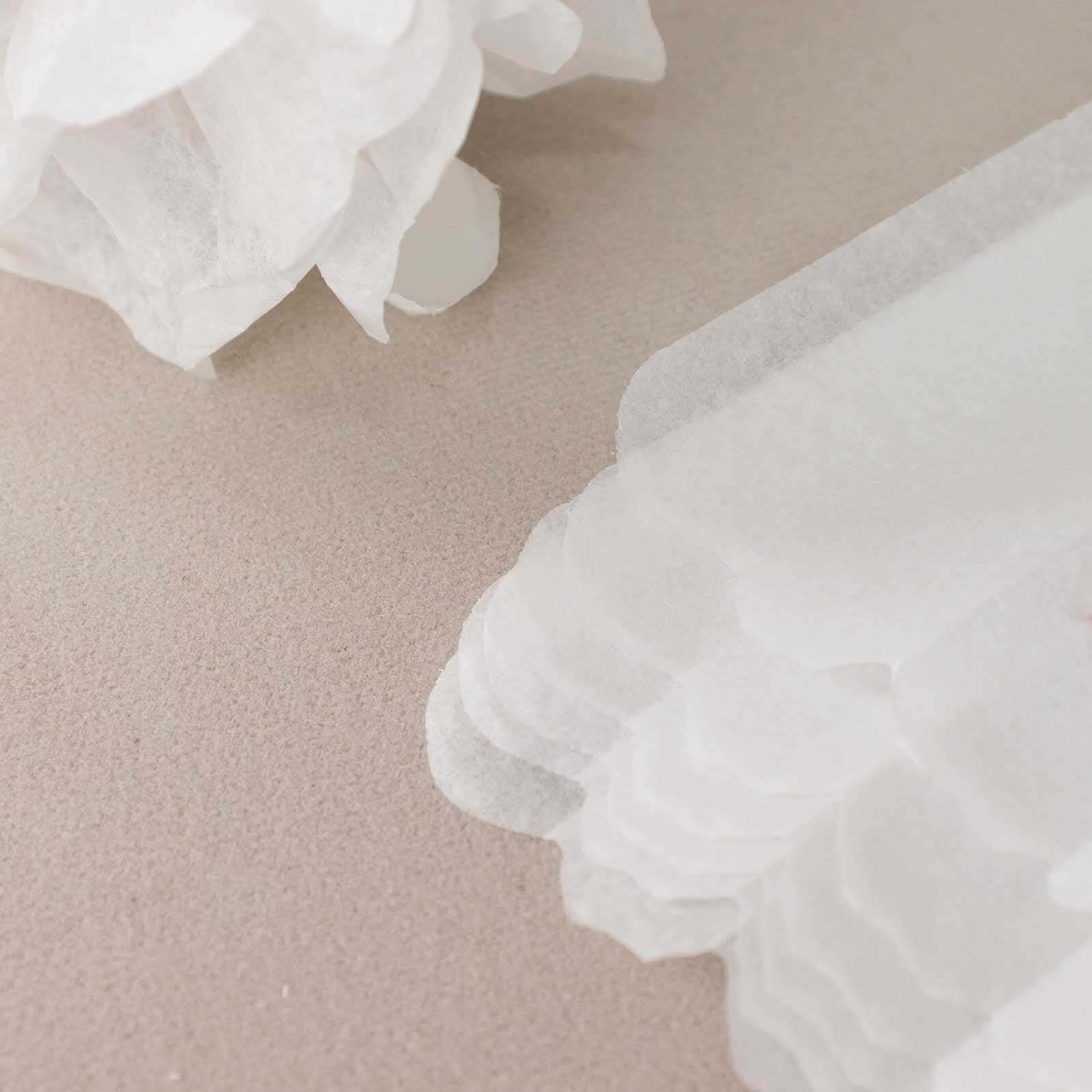 6 Pack 6" White Tissue Paper Pom Poms Flower Balls, Ceiling Wall Hanging Decorations