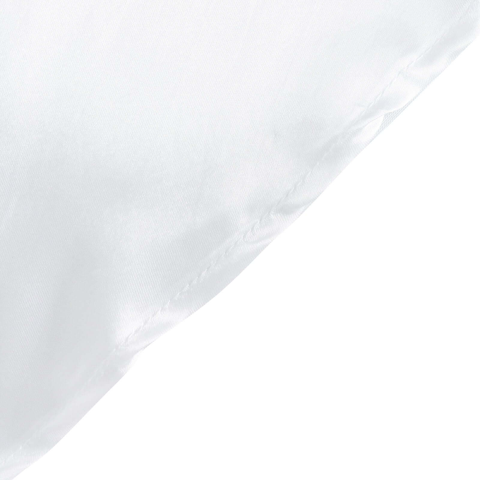 Satin 132" Round Tablecloth White - Stylish Seamless Table Cover for Weddings & Events