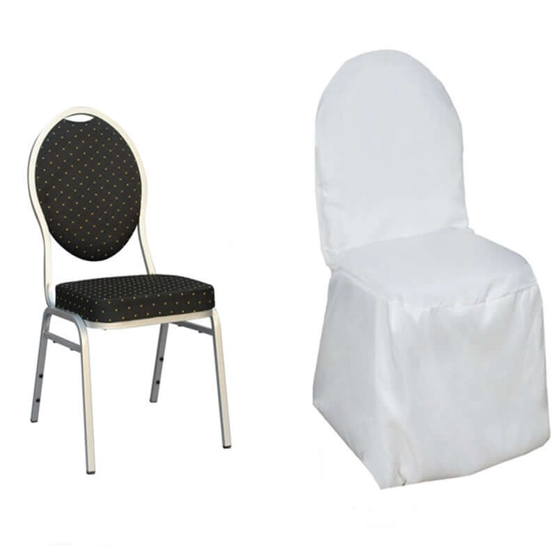 Polyester Slip On Banquet Chair Covers White - Stain-Resistant Reusable Durable Fabric